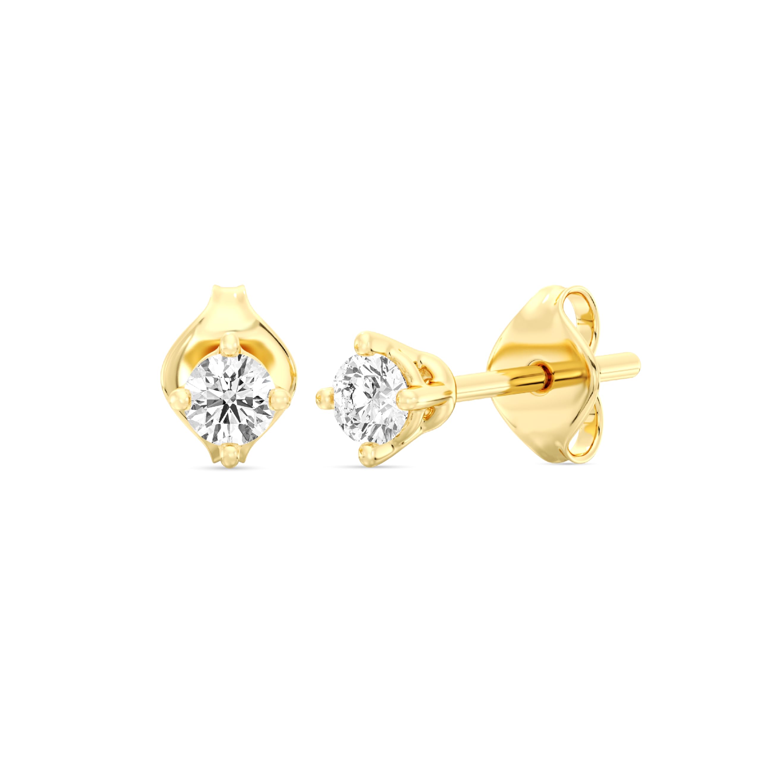 Gilded Lab-Grown Diamond 10KT White Gold and 10KT Yellow Gold Stud Earrings for Women| Hypoallergenic Fine Gold Jewelry | 4-Prong Basket, Push Back Nut | VS2 SI1 Clarity, F Color, Round Cut | 1/5,1/4,1/3,3/8,1/2,3/4,1,2 Carat Total Weight