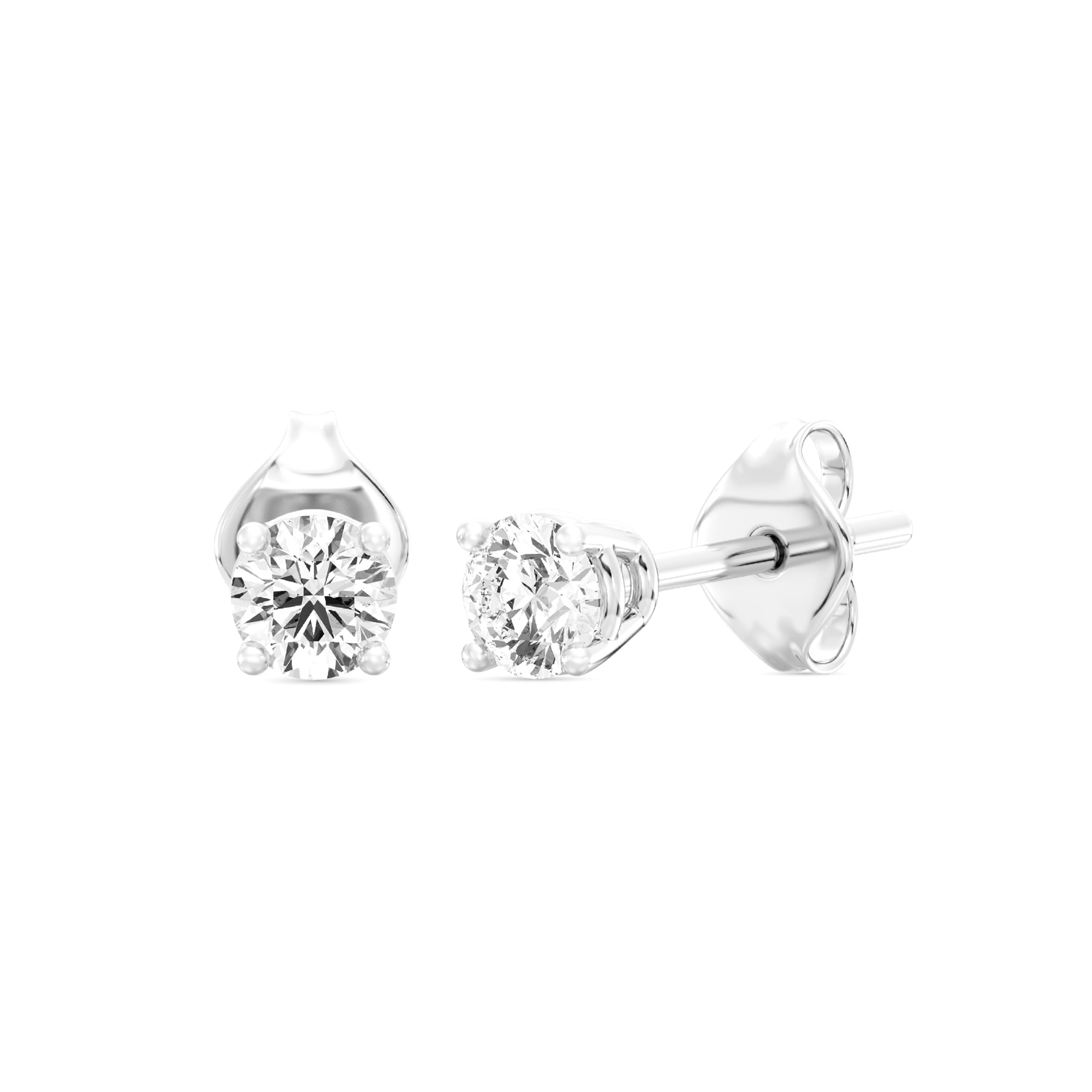 Gilded Lab-Grown Diamond 10KT White Gold and 10KT Yellow Gold Stud Earrings for Women| Hypoallergenic Fine Gold Jewelry | 4-Prong Basket, Push Back Nut | VS2 SI1 Clarity, F Color, Round Cut | 1/5,1/4,1/3,3/8,1/2,3/4,1,2 Carat Total Weight