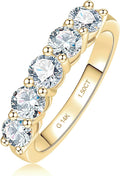 CADYNO 14K White Gold/Yellow Gold Half Eternity Ring, 0.7-1.5 CTTW Moissanite Lab Grown Created Diamond, D Color and VVS, Solid Real Gold Wedding Ring for Women