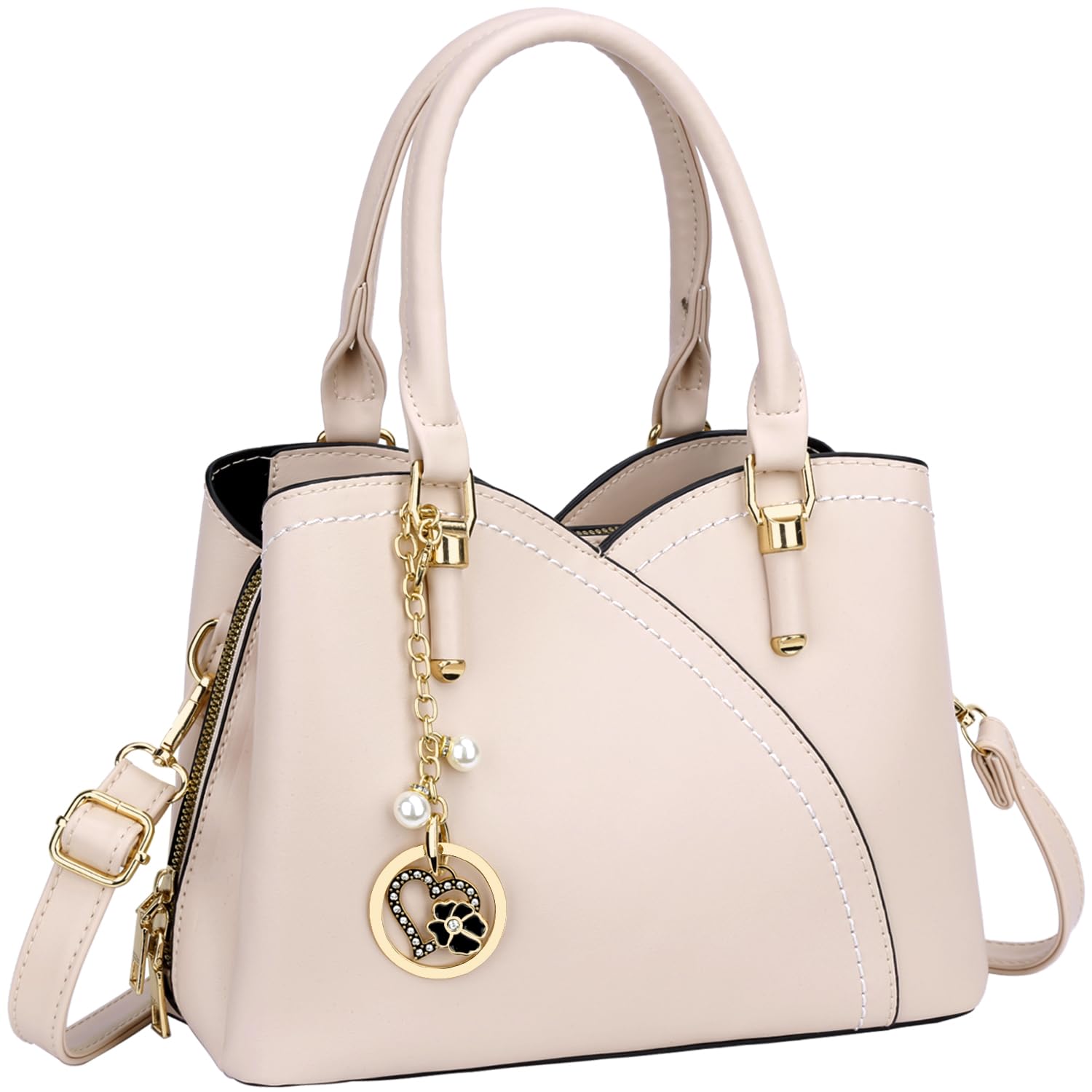 KKXIU Triple Compartments Purses and Handbags for Women Fashion Ladies Satchel Shoulder Top Handle Bag