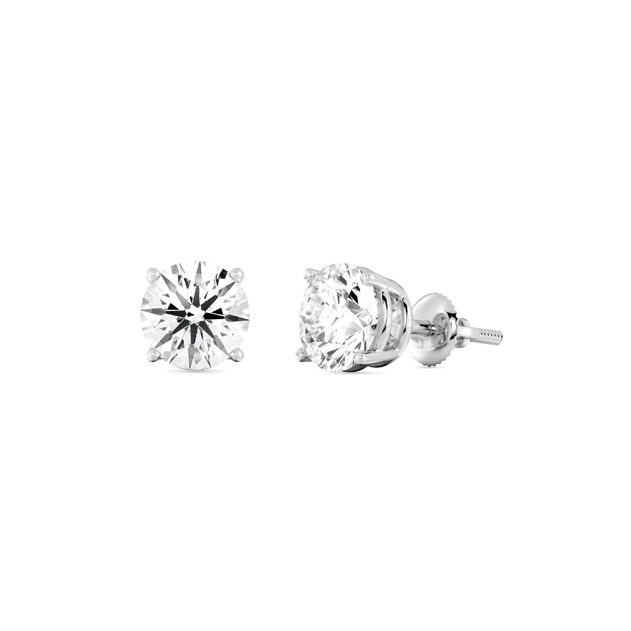 Gilded Lab-Grown Diamond 10KT White Gold and 10KT Yellow Gold Stud Earrings for Women| Hypoallergenic Fine Gold Jewelry | 4-Prong Basket, Push Back Nut | VS2 SI1 Clarity, F Color, Round Cut | 1/5,1/4,1/3,3/8,1/2,3/4,1,2 Carat Total Weight