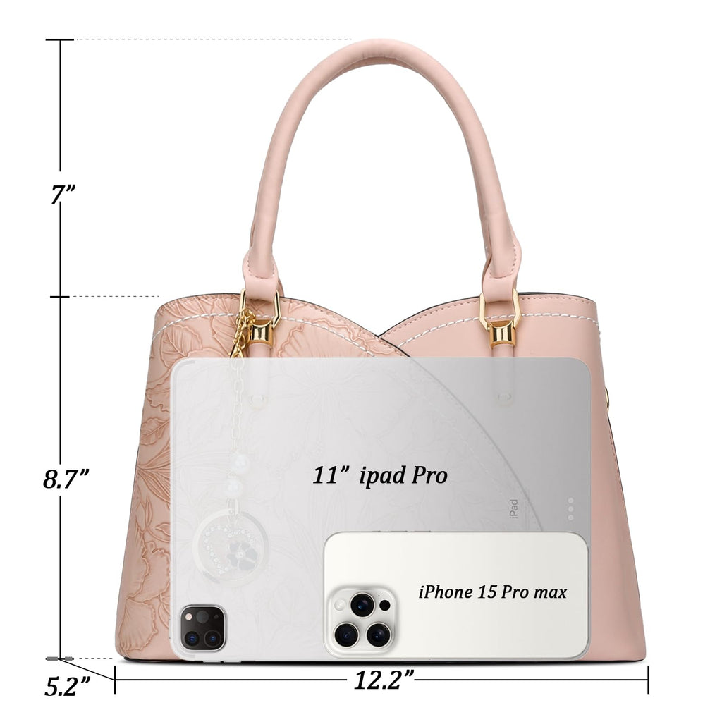 KKXIU Triple Compartments Purses and Handbags for Women Fashion Ladies Satchel Shoulder Top Handle Bag