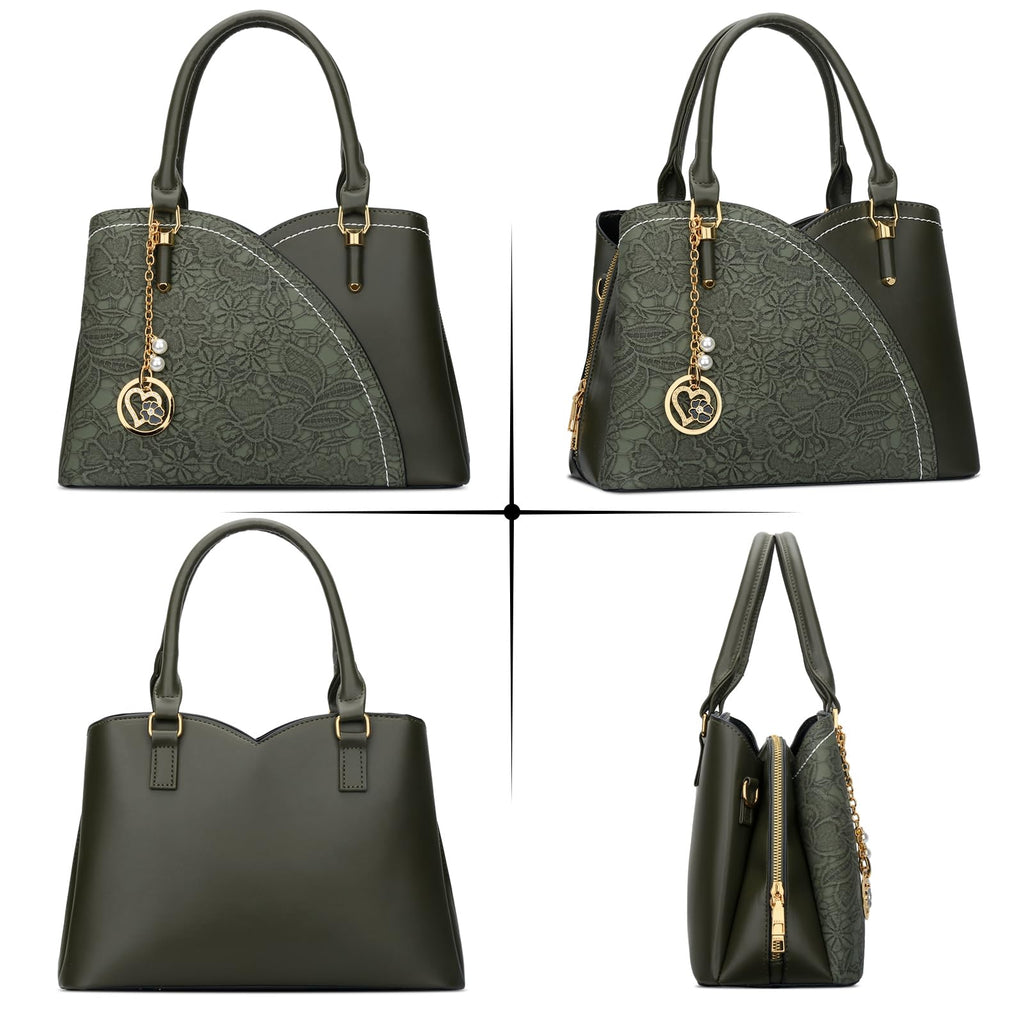 KKXIU Triple Compartments Purses and Handbags for Women Fashion Ladies Satchel Shoulder Top Handle Bag