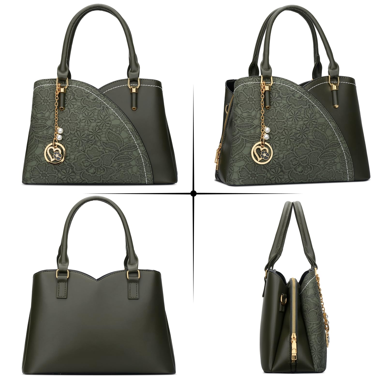KKXIU Triple Compartments Purses and Handbags for Women Fashion Ladies Satchel Shoulder Top Handle Bag