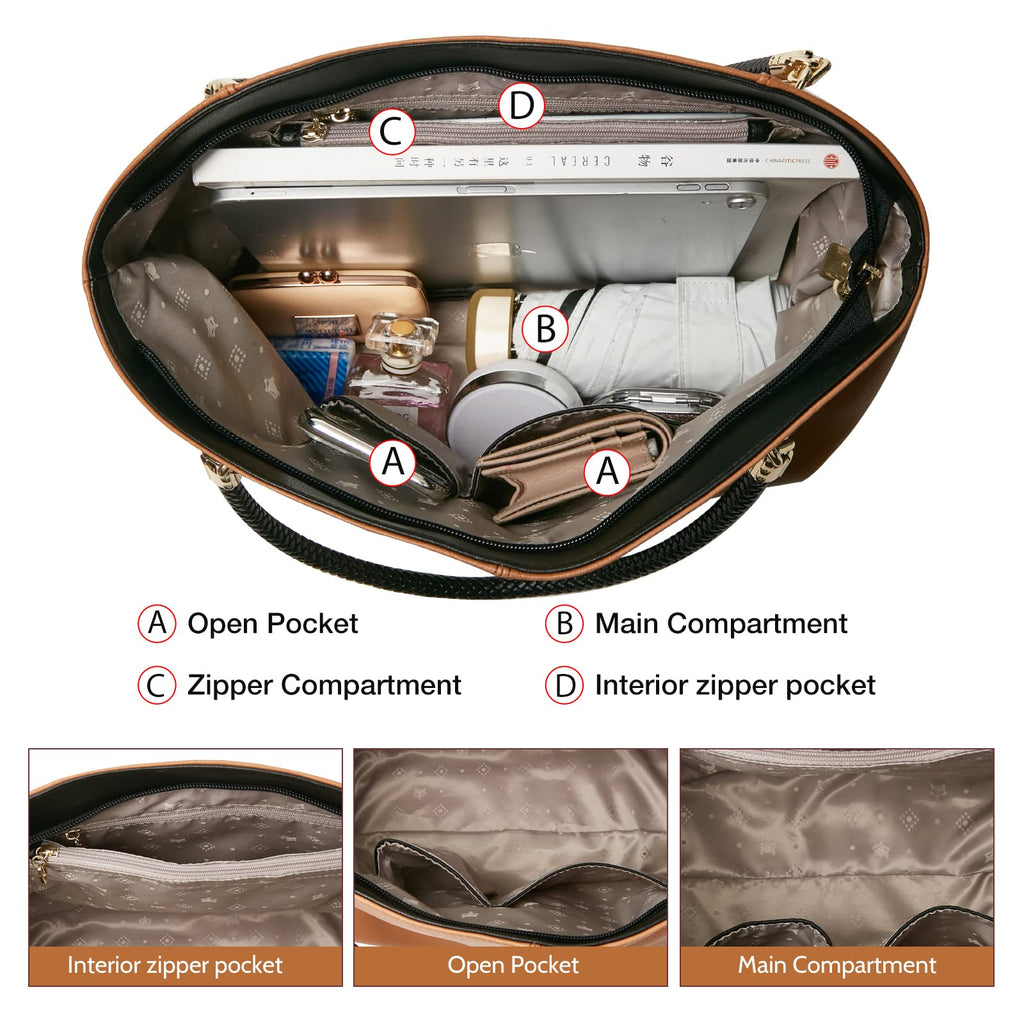 FOXLOVER Large Capacity Tote Handbags for Women, Women's Top-handle Bags Fashion Shoulder Bags Purses Minimalist design