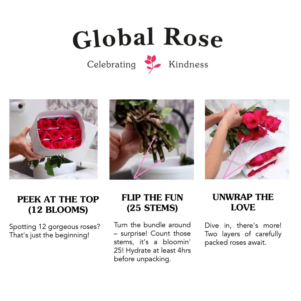 GlobalRose 100 Assorted Roses Bouquet - Responsibly Sourced Roses Fresh Flowers - Hand-Picked Flowers Fresh Bouquet for Mother's Day, Birthday & Special Occasions (4 Bunches of 25 Stems)