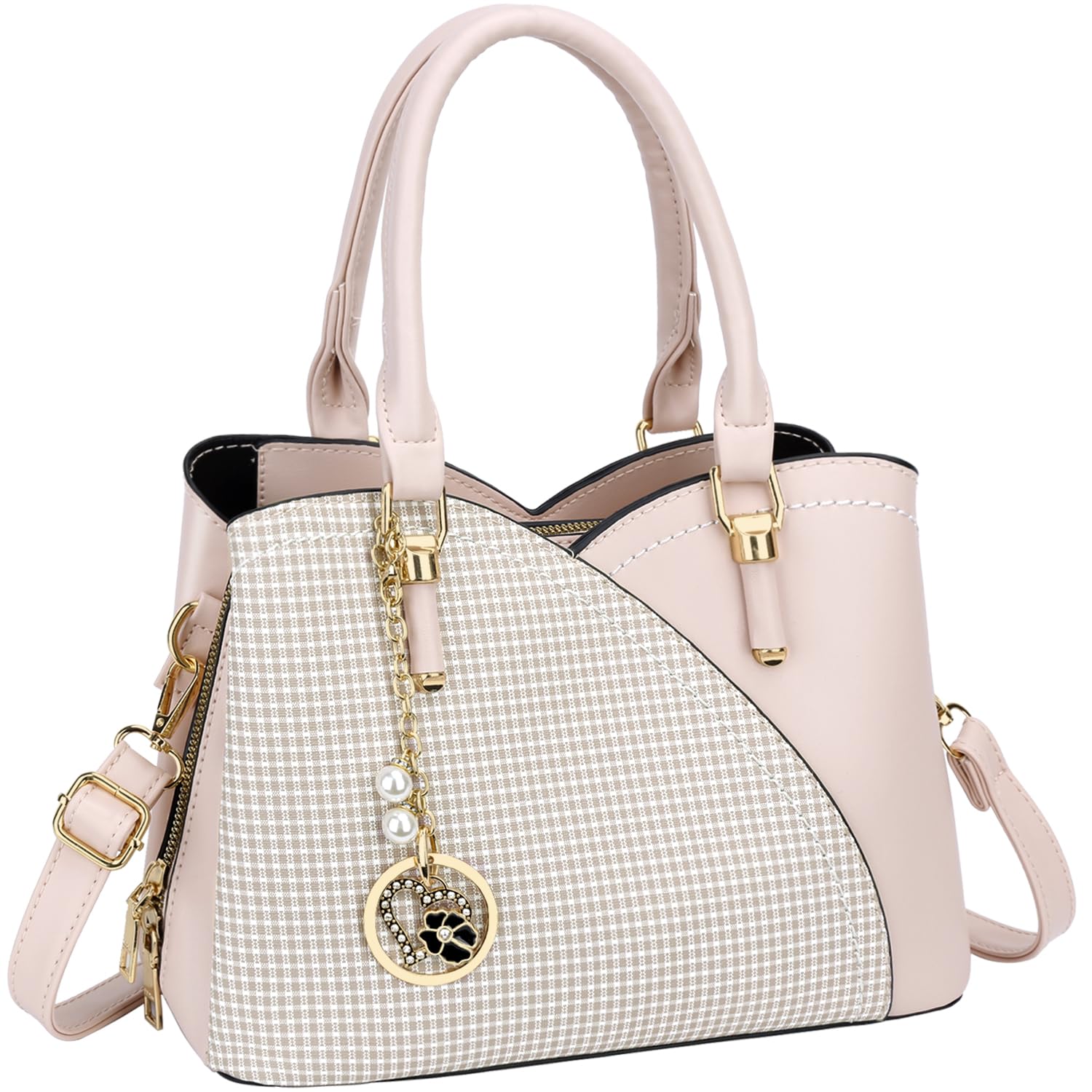 KKXIU Triple Compartments Purses and Handbags for Women Fashion Ladies Satchel Shoulder Top Handle Bag