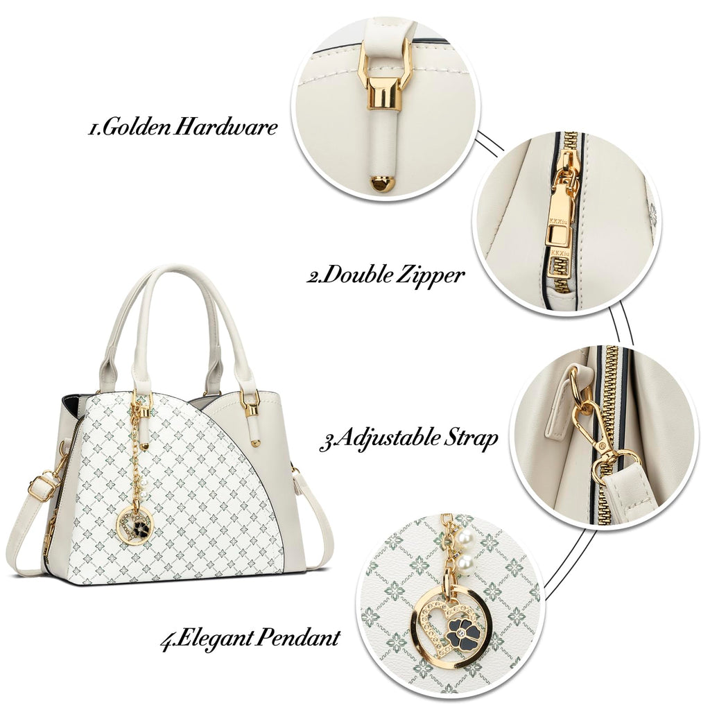 KKXIU Triple Compartments Purses and Handbags for Women Fashion Ladies Satchel Shoulder Top Handle Bag