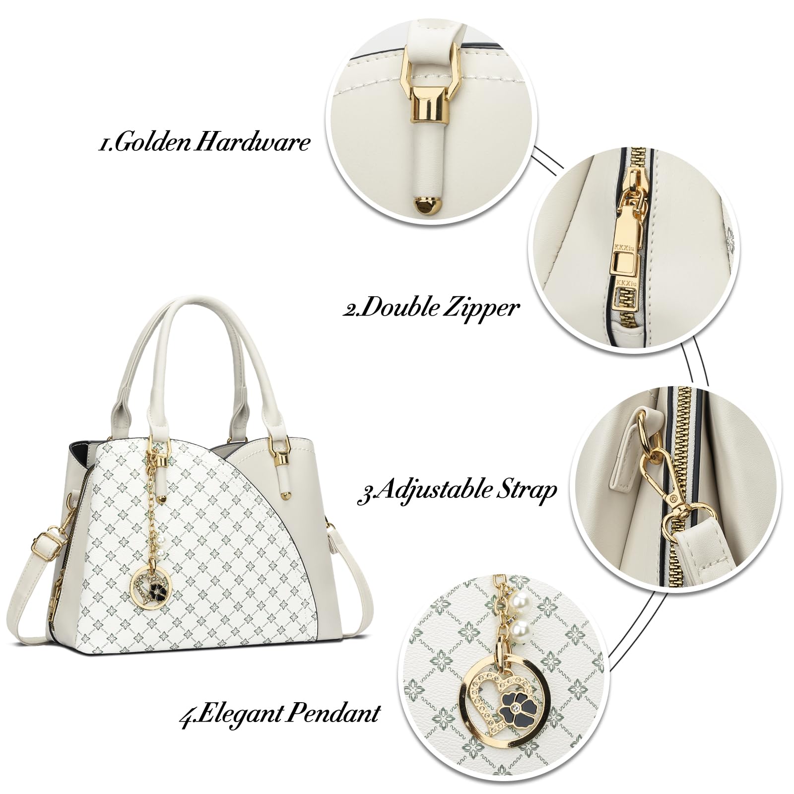 KKXIU Triple Compartments Purses and Handbags for Women Fashion Ladies Satchel Shoulder Top Handle Bag