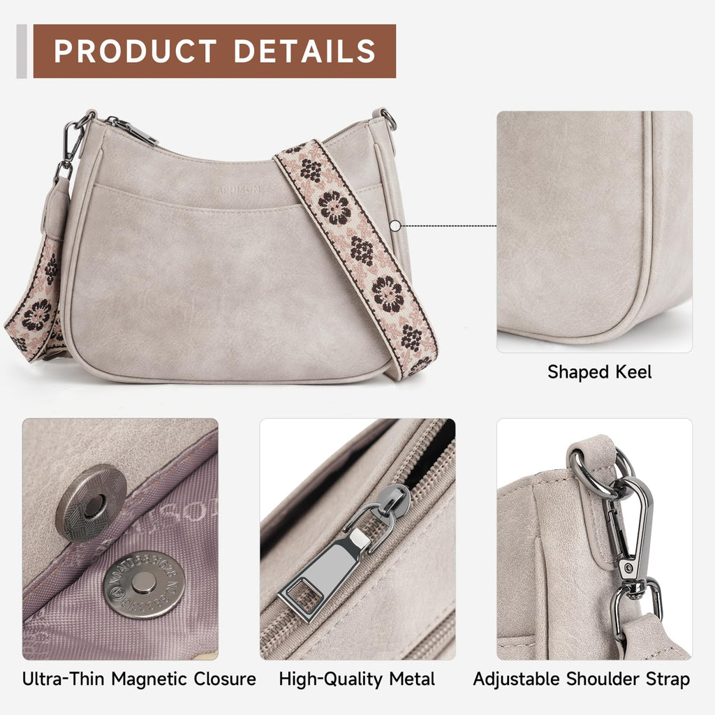 APHISON Trendy Leather Crossbody Purse with Adjustable Strap, Women's Shoulder Handbag