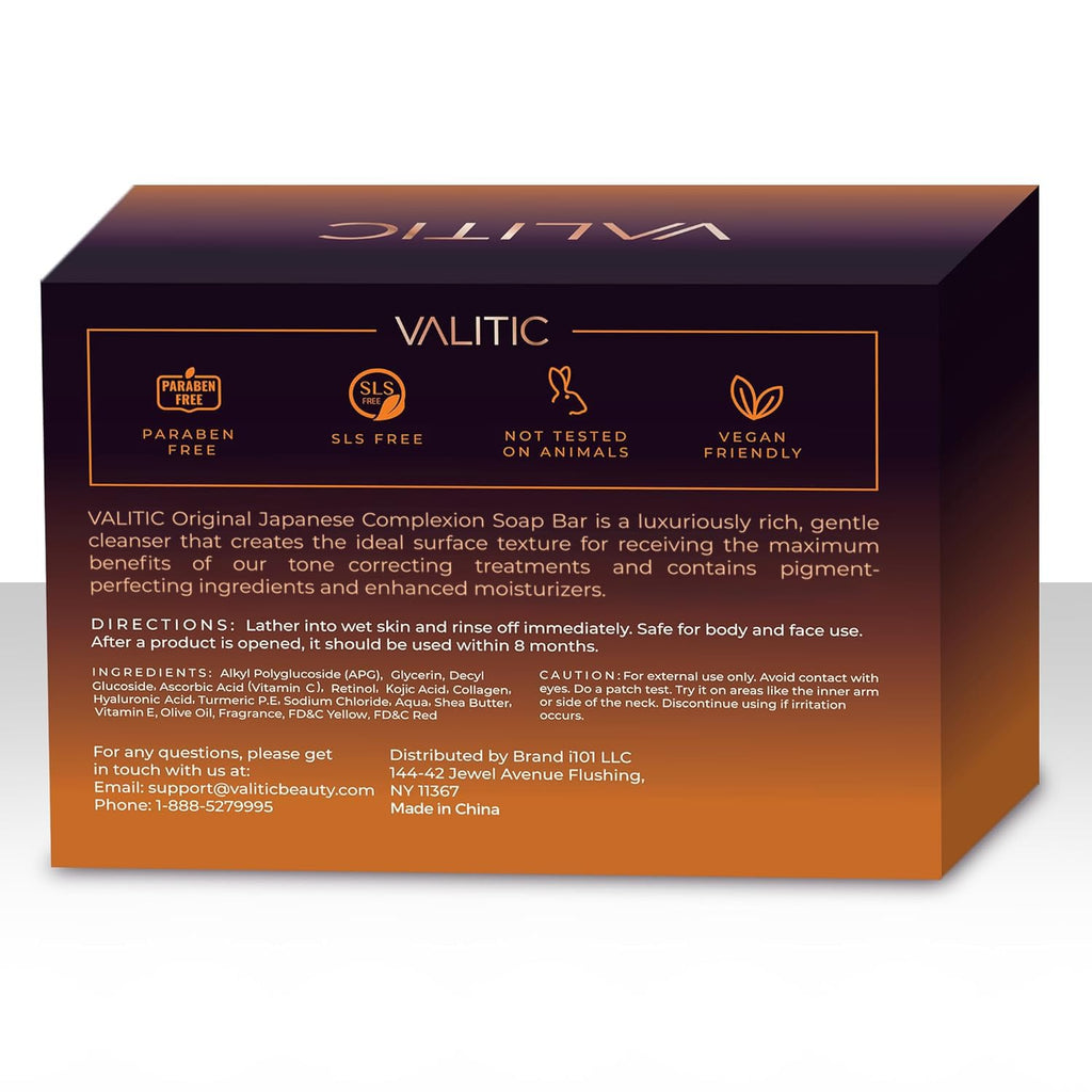 VALITIC Kojic Acid Dark Spot Remover Soap Bars with Vitamin C, Retinol, Collagen, Turmeric - Original Japanese Complex Infused with Hyaluronic Acid, Vitamin E, Shea Butter, Castile Olive Oil (2 Pack)