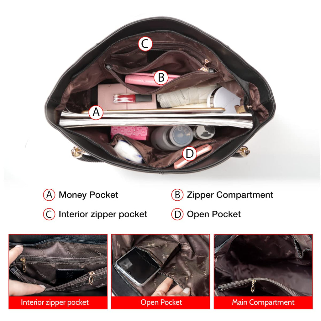 FOXLOVER Large Capacity Tote Handbags for Women, Women's Top-handle Bags Fashion Shoulder Bags Purses Minimalist design