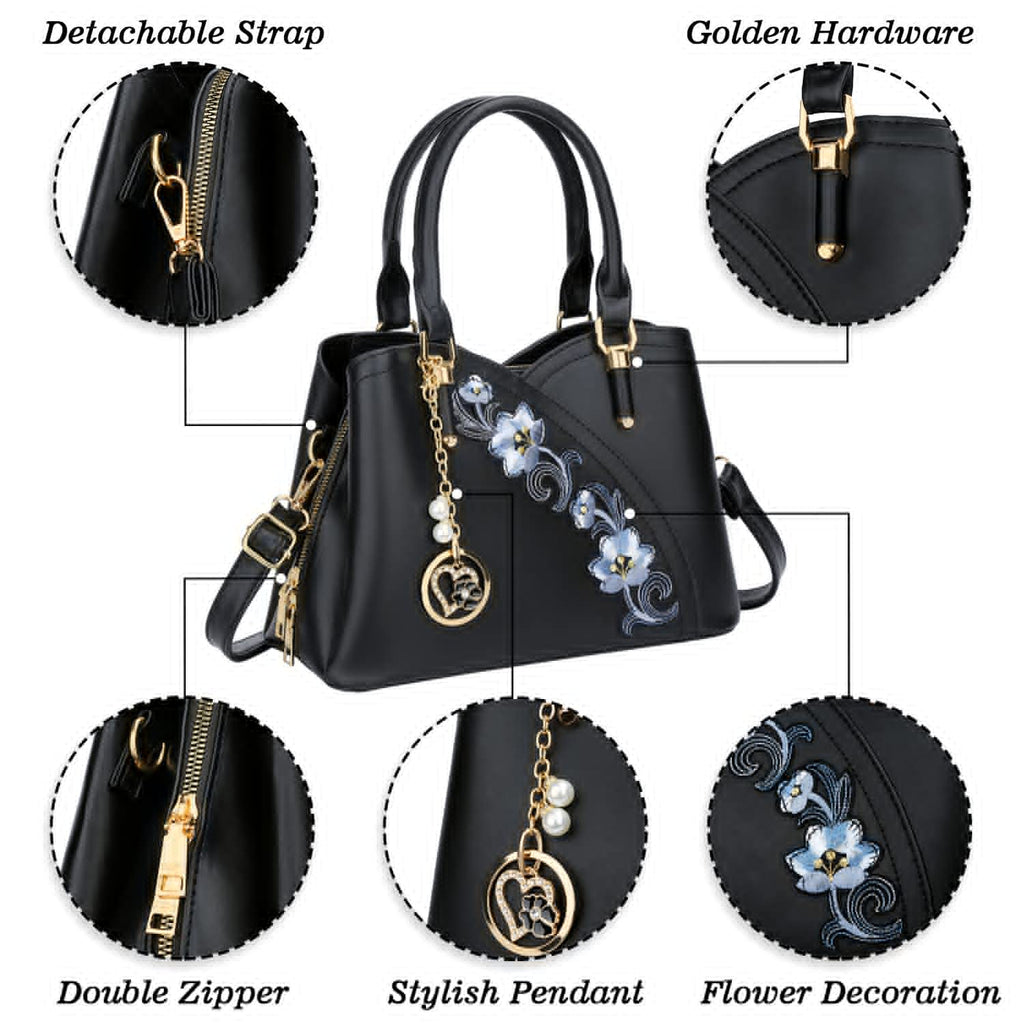 KKXIU Triple Compartments Purses and Handbags for Women Fashion Ladies Satchel Shoulder Top Handle Bag