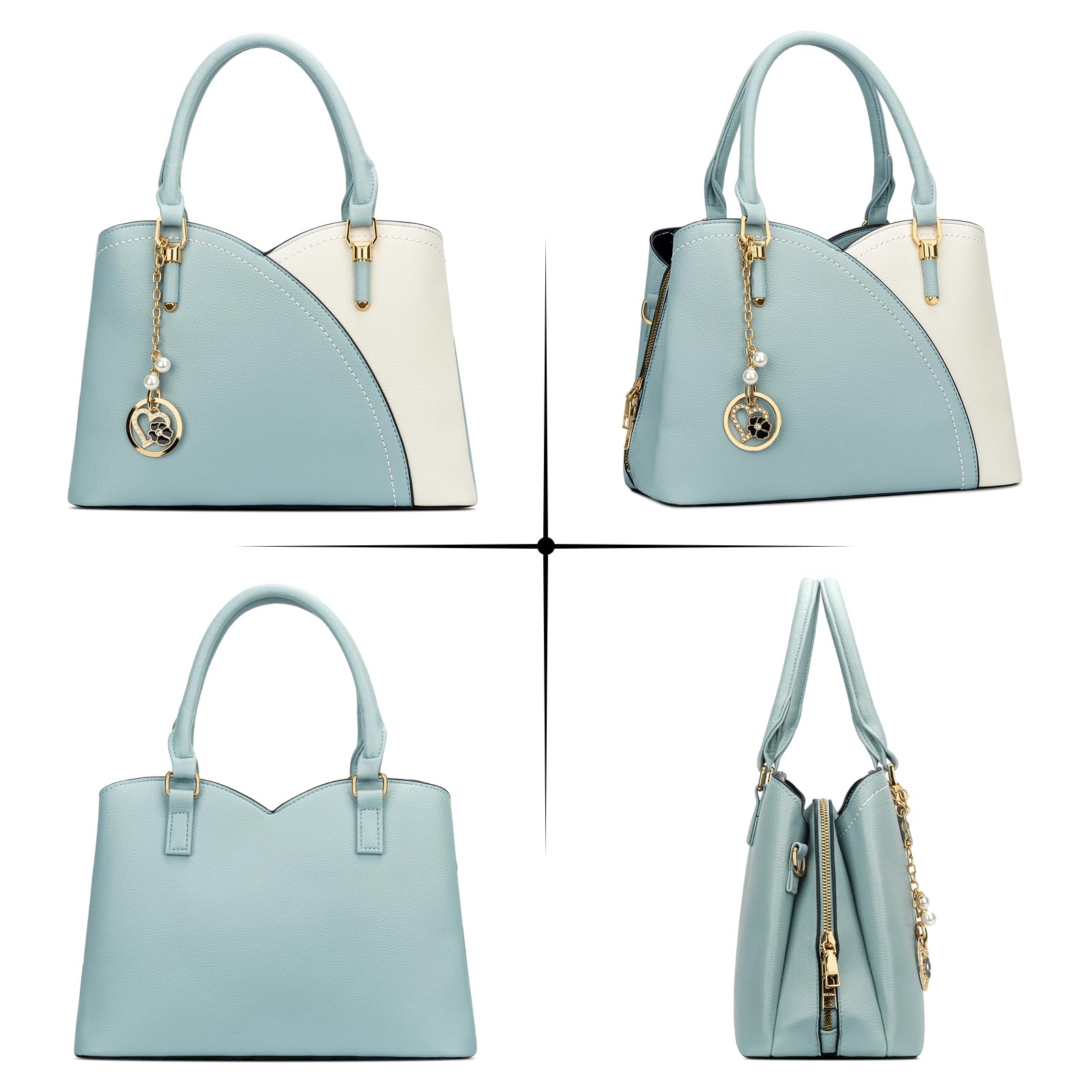KKXIU Triple Compartments Purses and Handbags for Women Fashion Ladies Satchel Shoulder Top Handle Bag