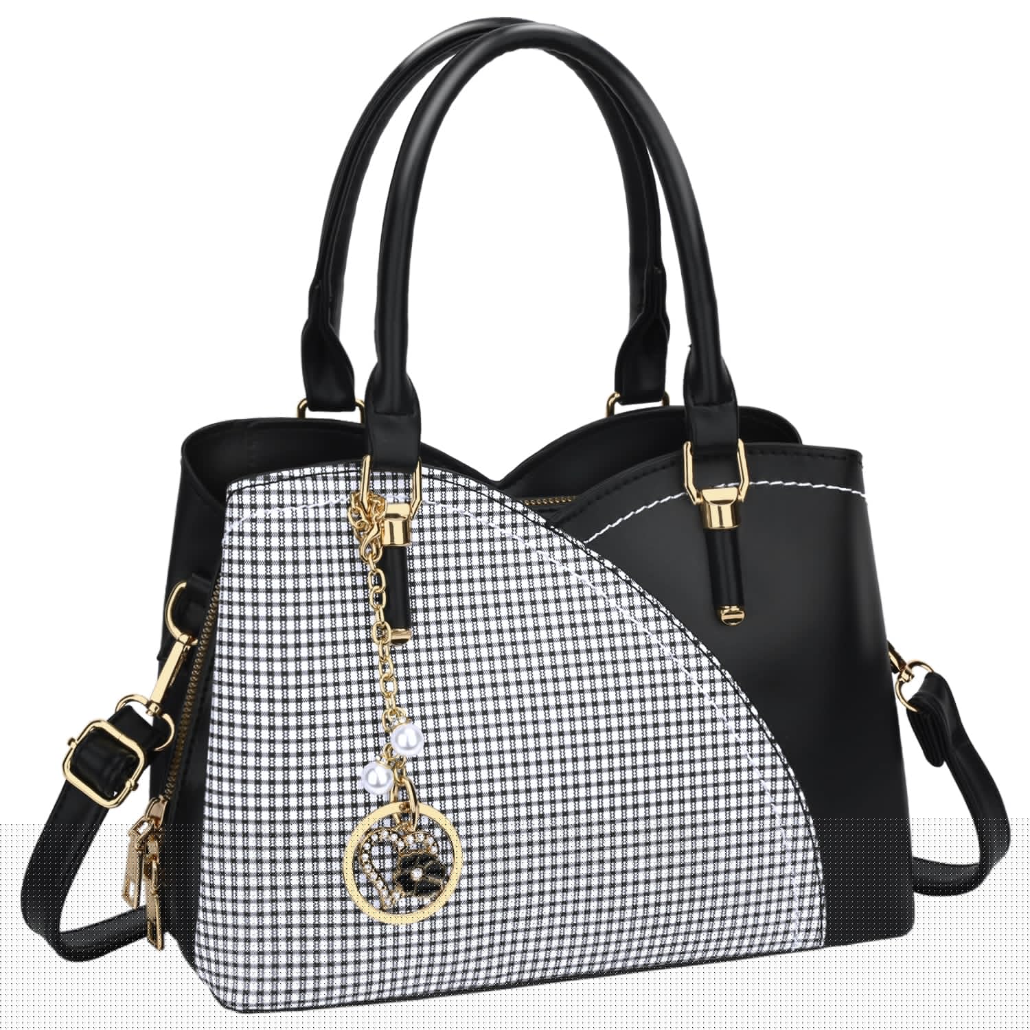 KKXIU Triple Compartments Purses and Handbags for Women Fashion Ladies Satchel Shoulder Top Handle Bag