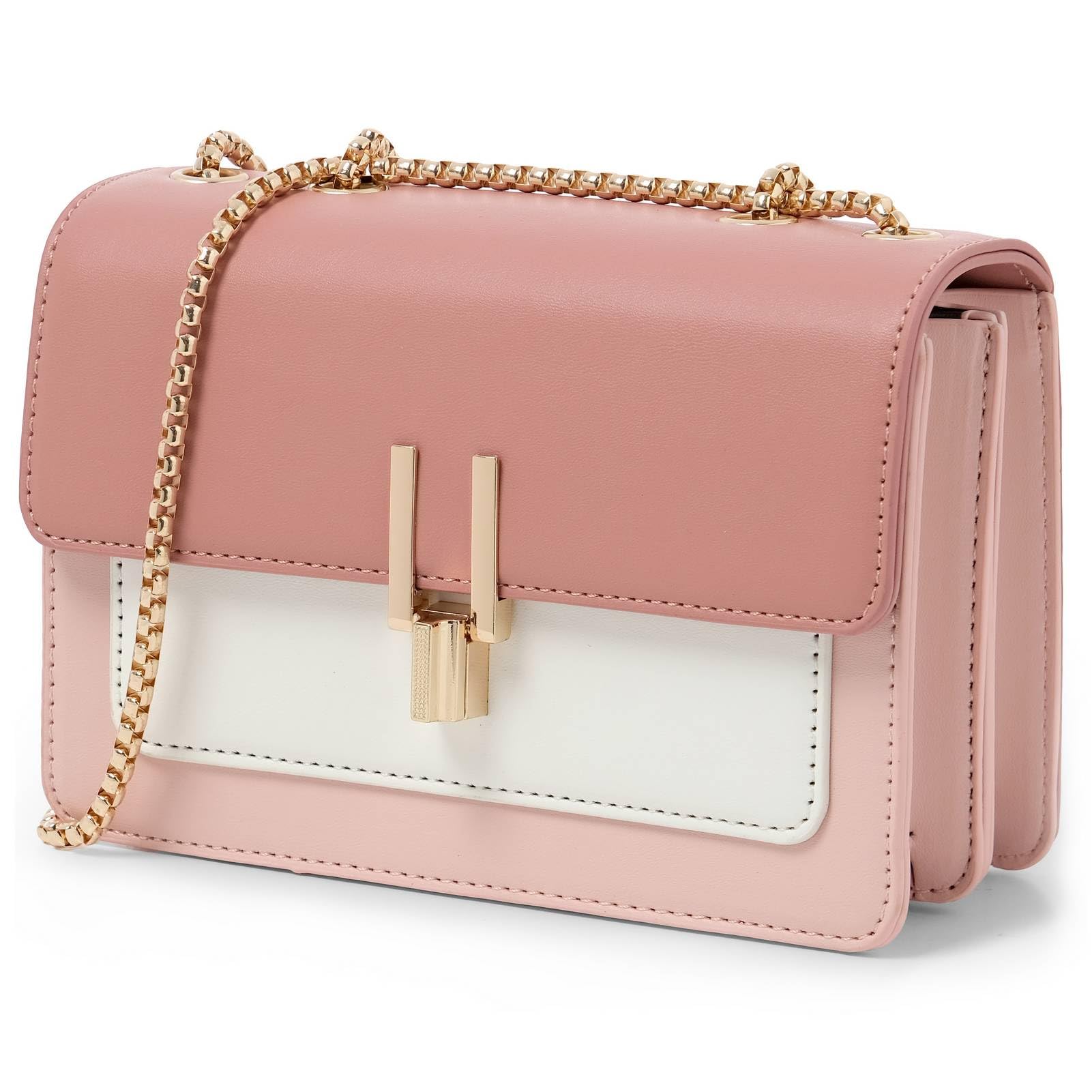 Color-Block Crossbody Bags for Women Leather Cross Body Purses Cute Designer Handbags Shoulder Bag Medium Size