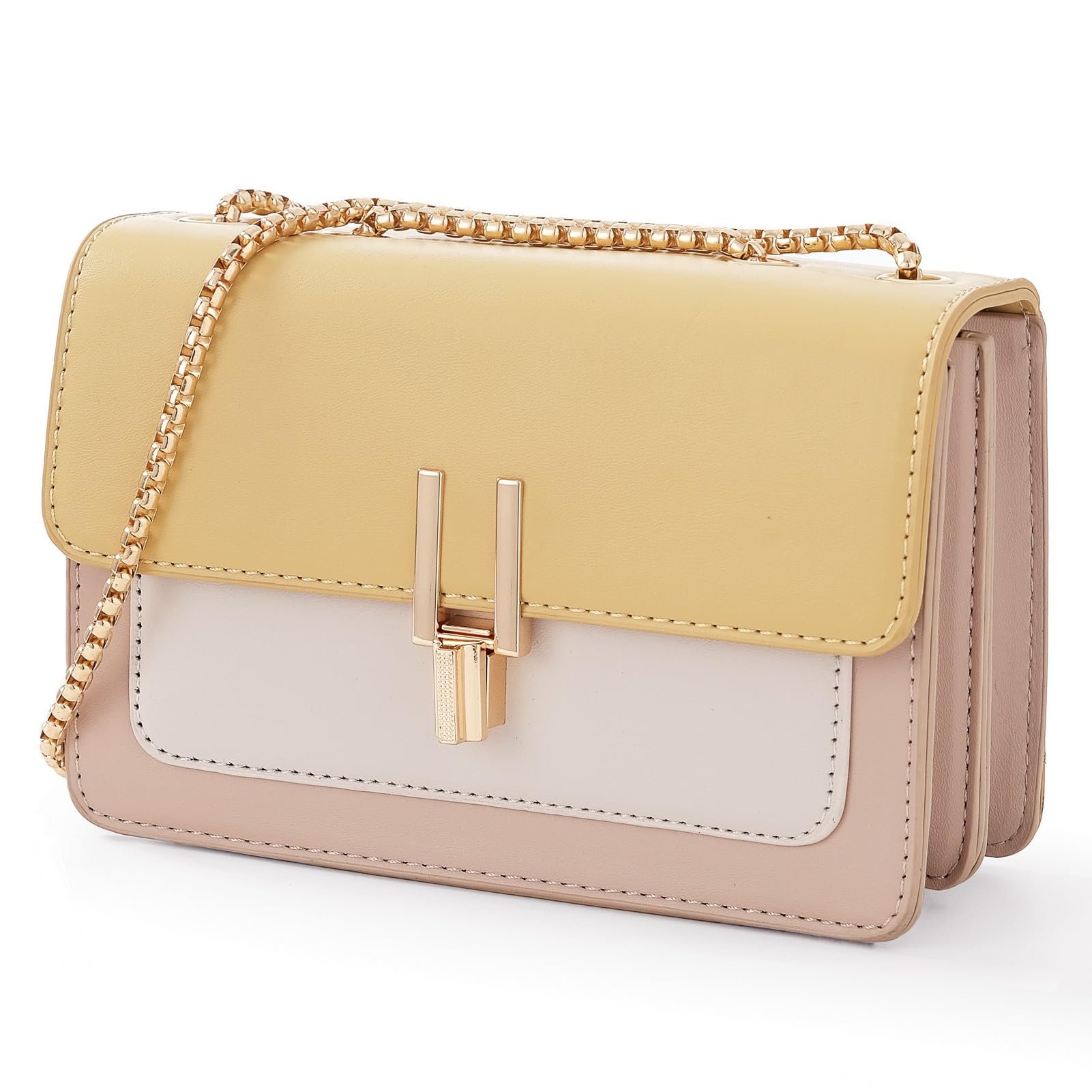 Color-Block Crossbody Bags for Women Leather Cross Body Purses Cute Designer Handbags Shoulder Bag Medium Size