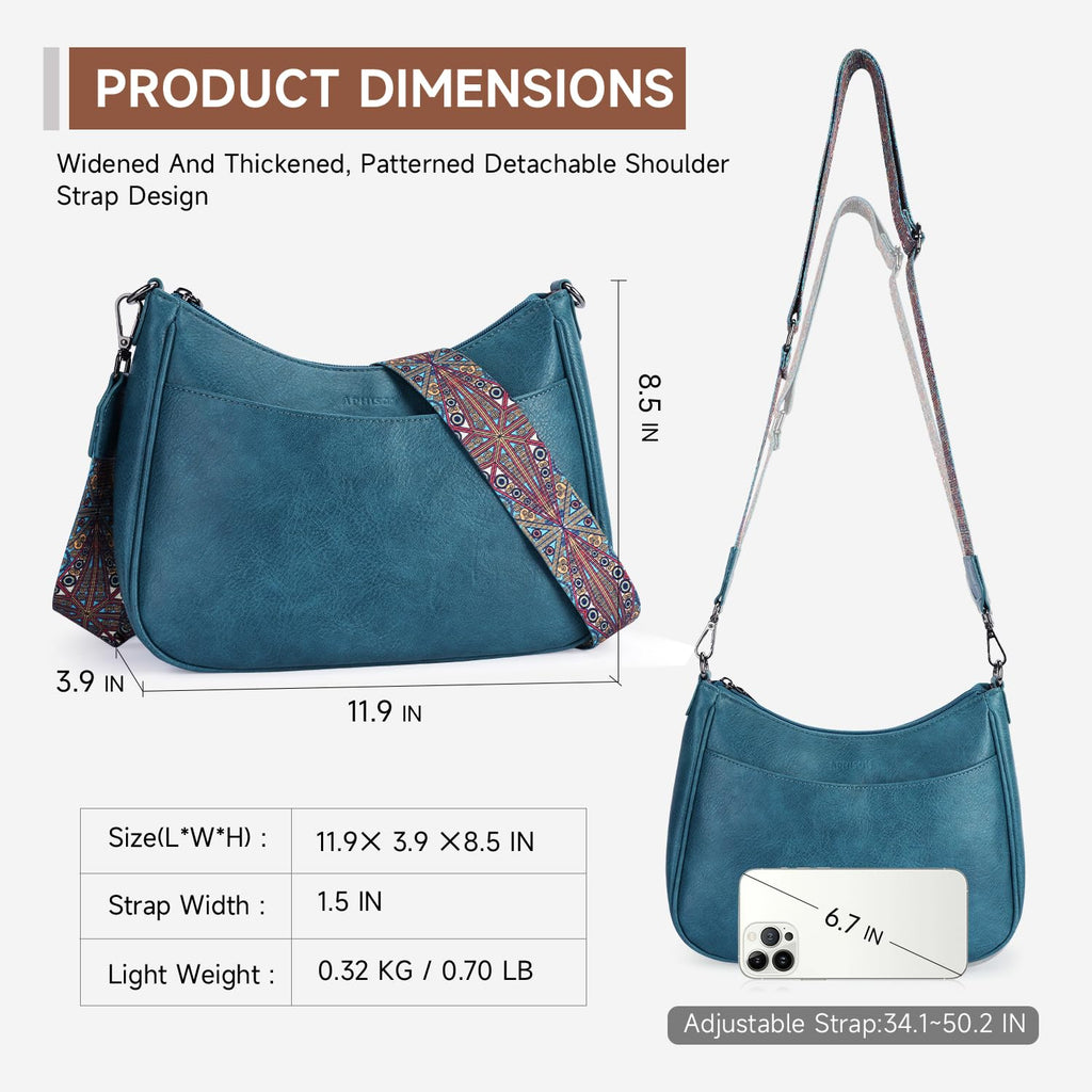 APHISON Trendy Leather Crossbody Purse with Adjustable Strap, Women's Shoulder Handbag