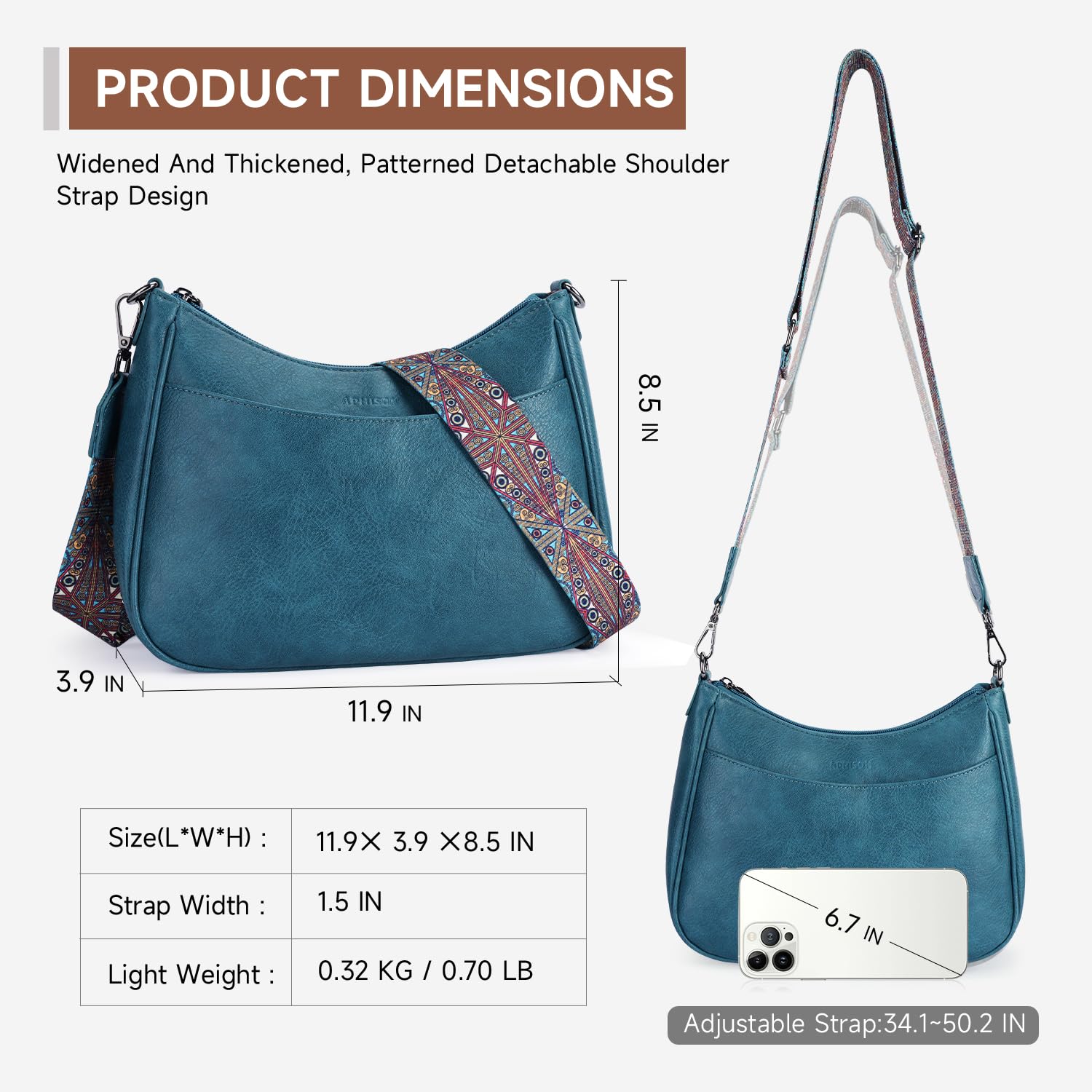 APHISON Trendy Leather Crossbody Purse with Adjustable Strap, Women's Shoulder Handbag
