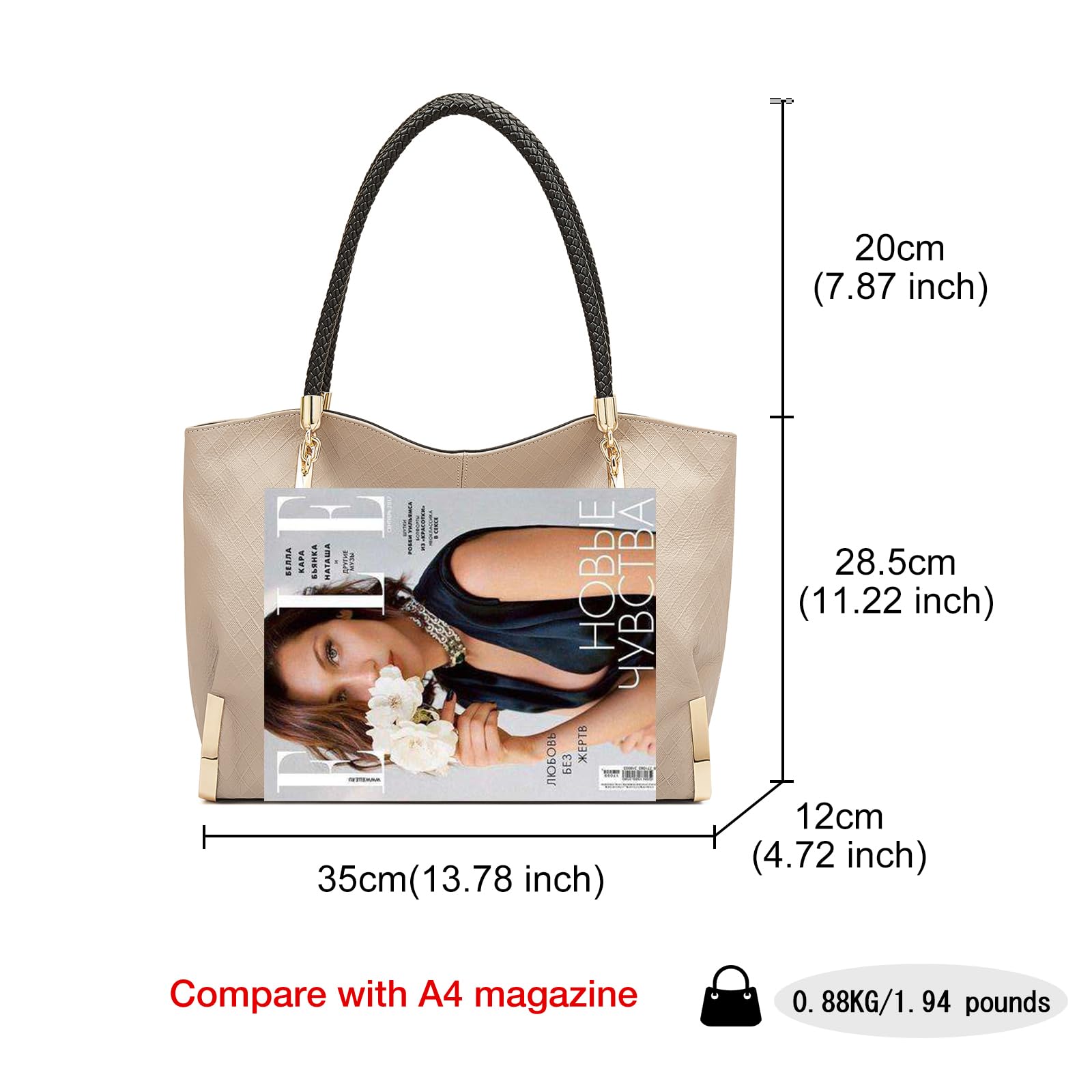 FOXLOVER Large Capacity Tote Handbags for Women, Women's Top-handle Bags Fashion Shoulder Bags Purses Minimalist design