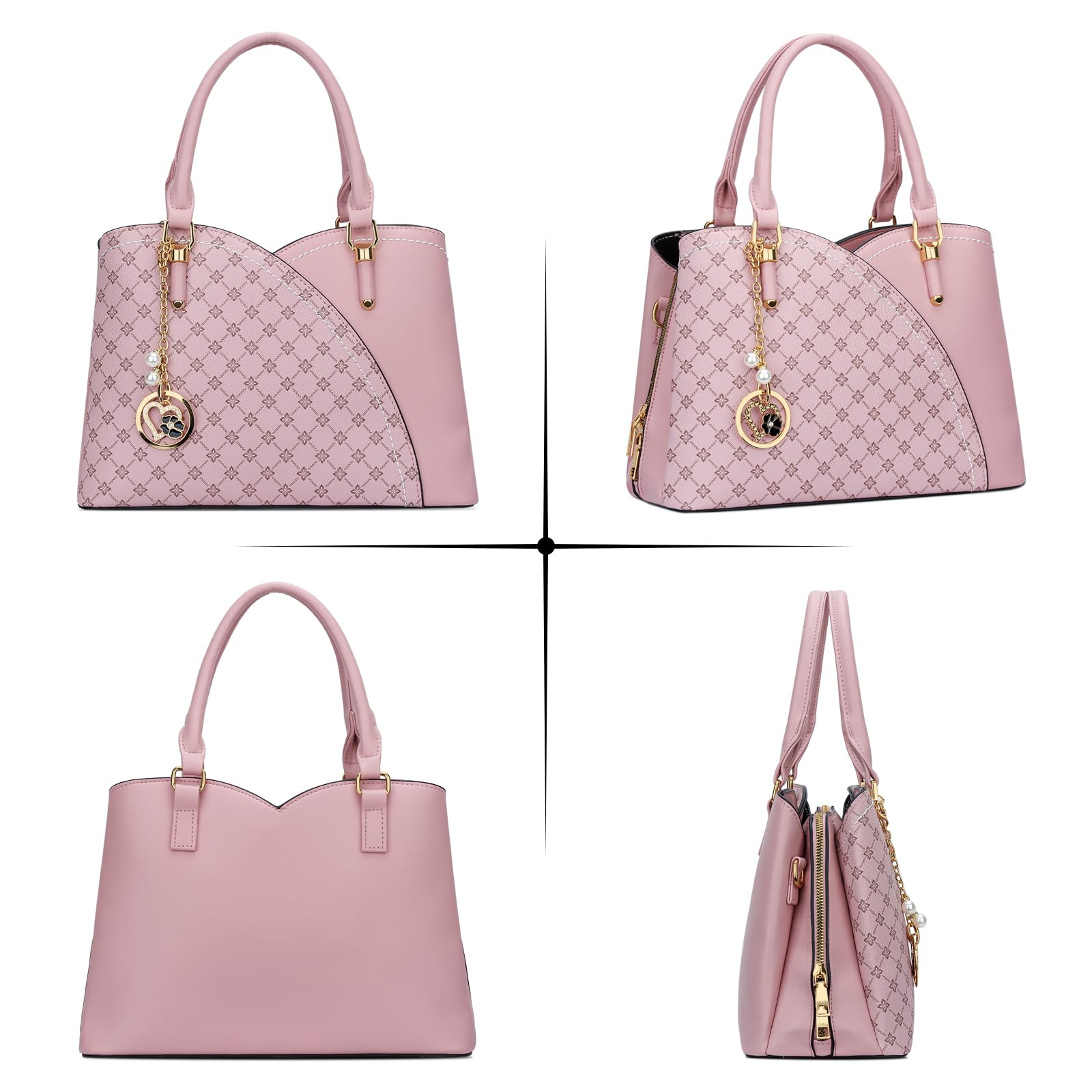 KKXIU Triple Compartments Purses and Handbags for Women Fashion Ladies Satchel Shoulder Top Handle Bag
