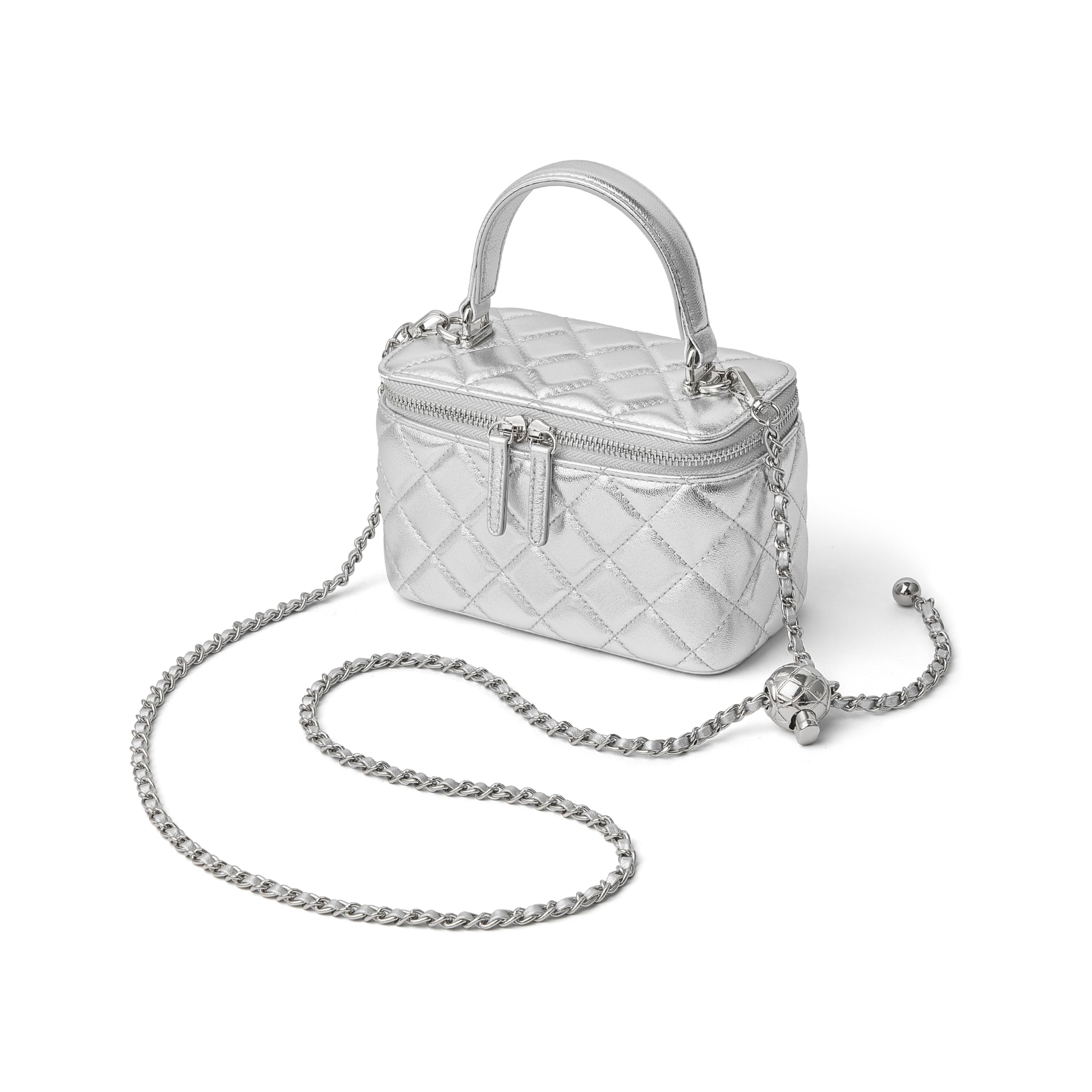 DORIS&JACKY Small Quilted Box Crossbody Purse For Women, Designer Lambskin Leather Mini Top Handle Tote Bag With Chain Strap