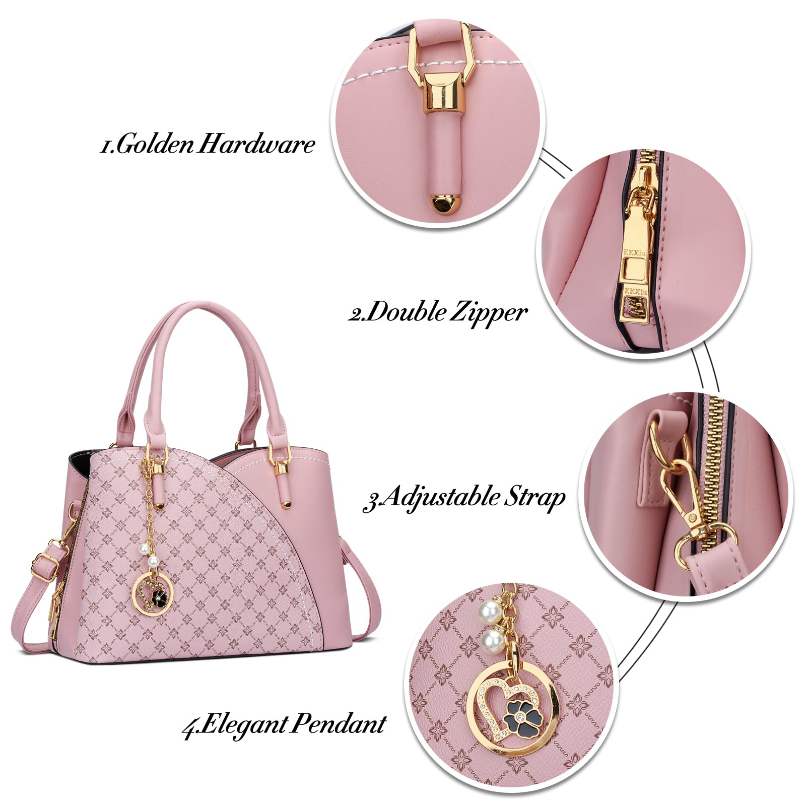 KKXIU Triple Compartments Purses and Handbags for Women Fashion Ladies Satchel Shoulder Top Handle Bag