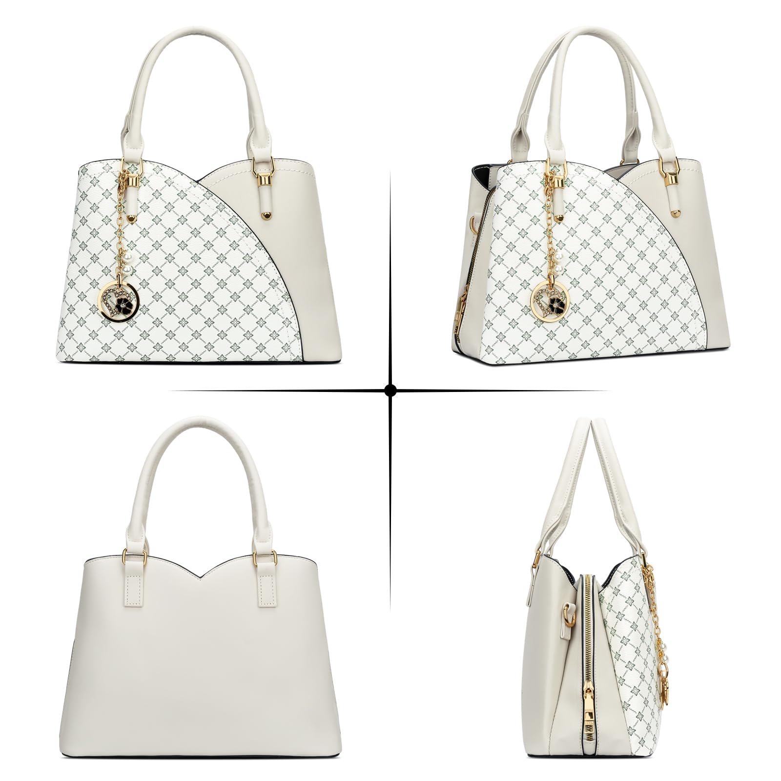 KKXIU Triple Compartments Purses and Handbags for Women Fashion Ladies Satchel Shoulder Top Handle Bag