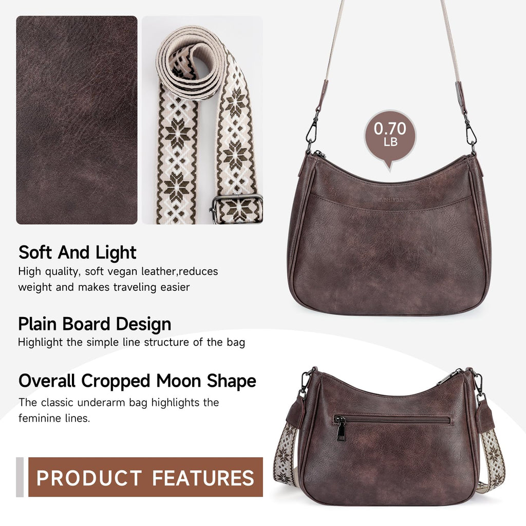 APHISON Trendy Leather Crossbody Purse with Adjustable Strap, Women's Shoulder Handbag