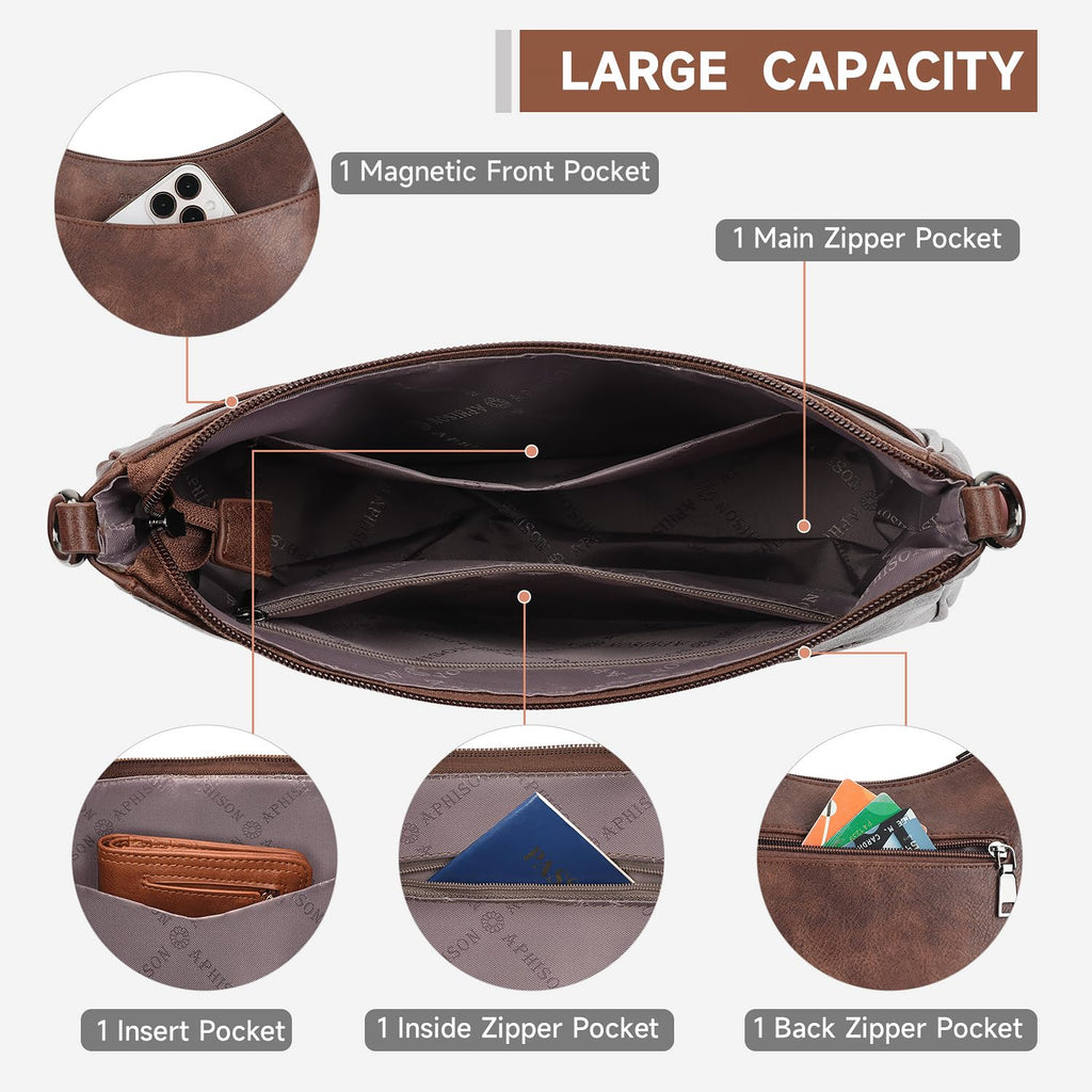 APHISON Trendy Leather Crossbody Purse with Adjustable Strap, Women's Shoulder Handbag