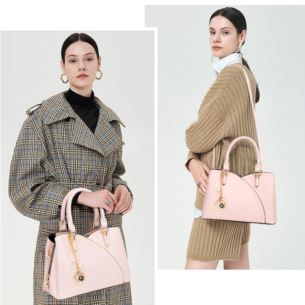 KKXIU Triple Compartments Purses and Handbags for Women Fashion Ladies Satchel Shoulder Top Handle Bag