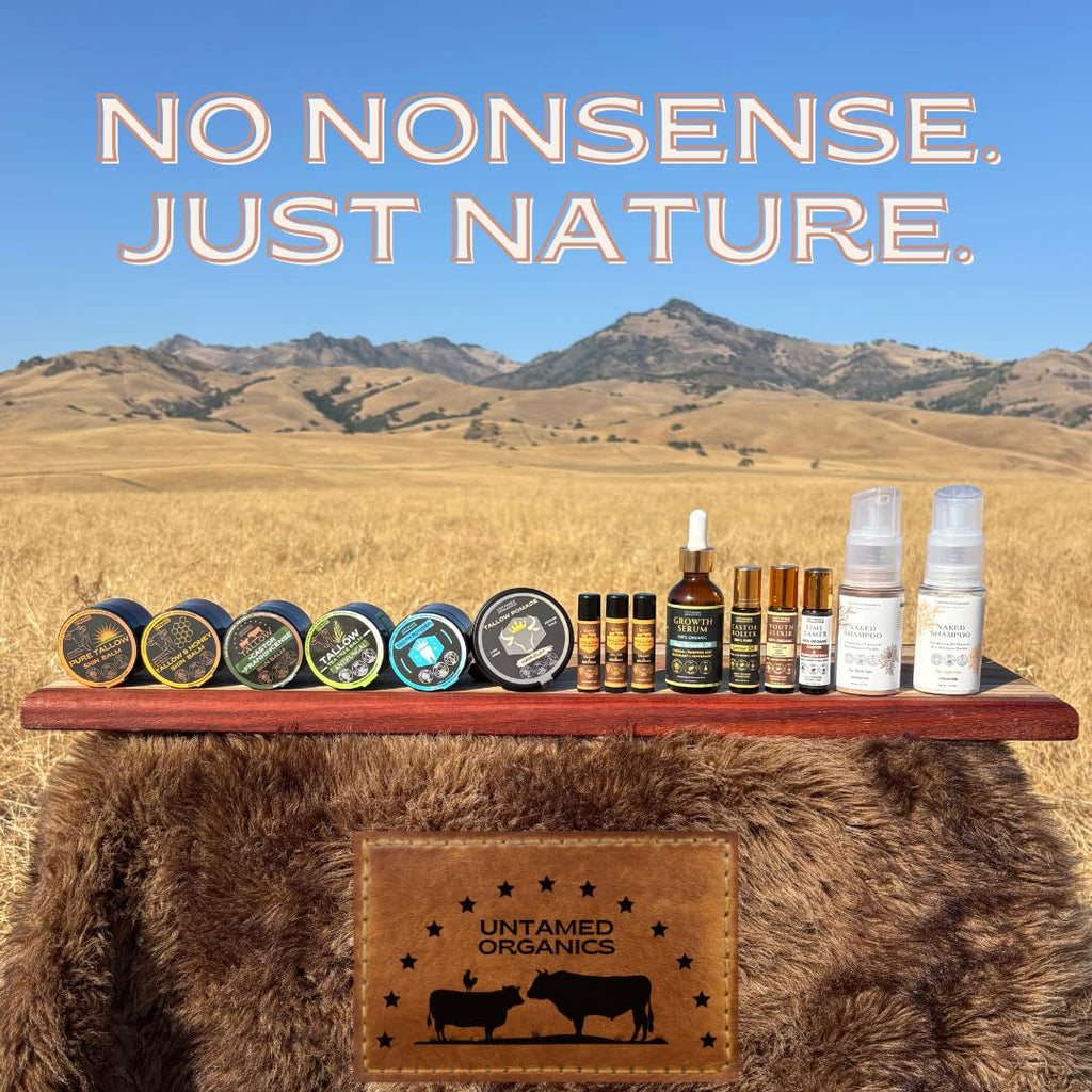Untamed Organics Handmade Tallow, Castor Oil, and Frankincense Oil Skin Balm - 100% Grass-Fed Tallow for Skin Care - Face & Body Moisturizer for Sensitive Skin, Eczema All-Purpose Balm - 2 FL. oz.