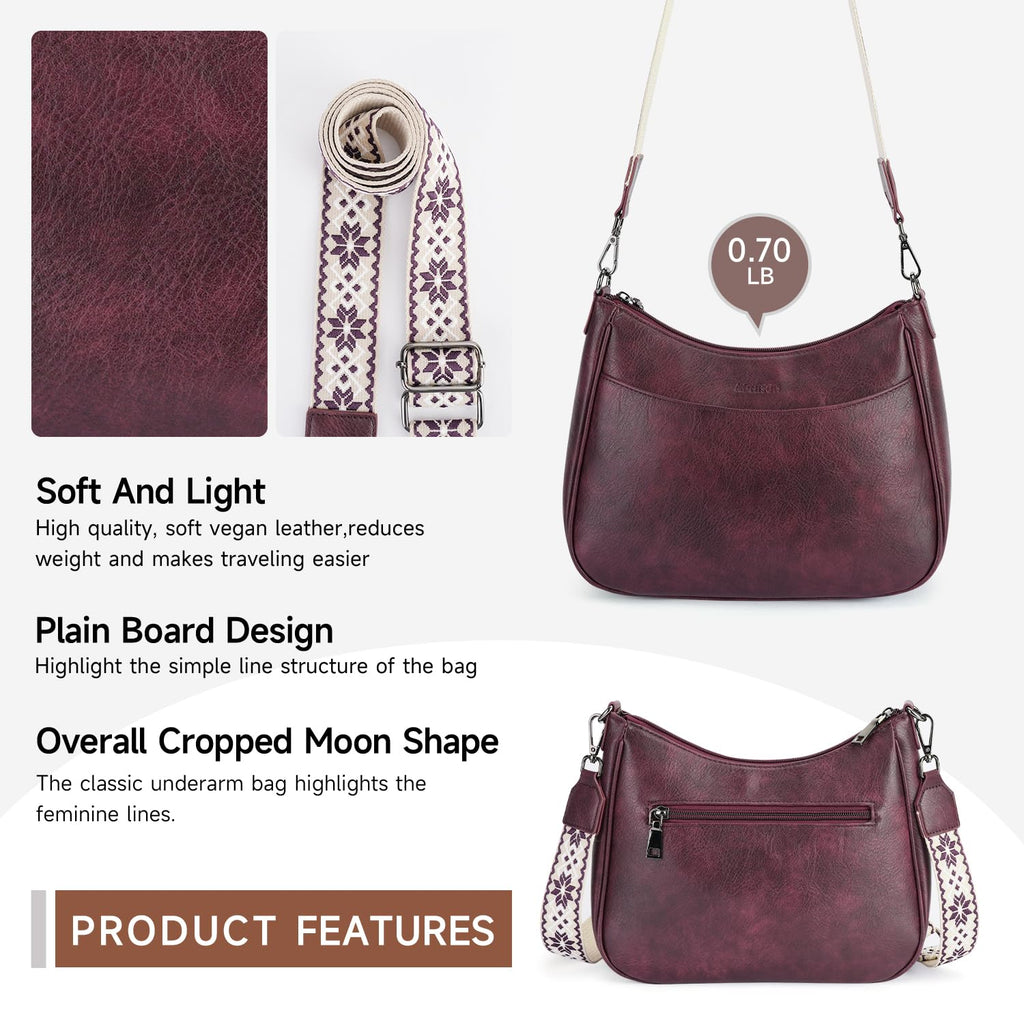 APHISON Trendy Leather Crossbody Purse with Adjustable Strap, Women's Shoulder Handbag