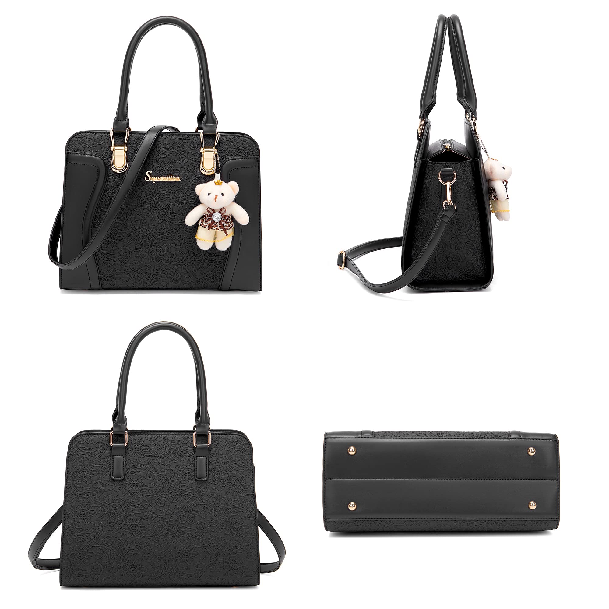 Women's Fashion Handbags Tote Bags Shoulder Bag Top Handle Satchel Purse Set 4pcs