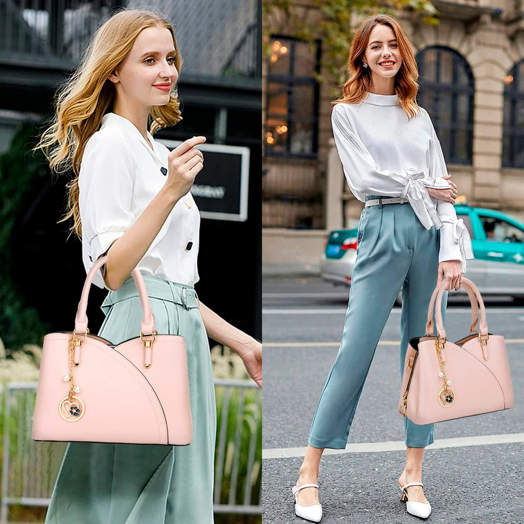 KKXIU Triple Compartments Purses and Handbags for Women Fashion Ladies Satchel Shoulder Top Handle Bag