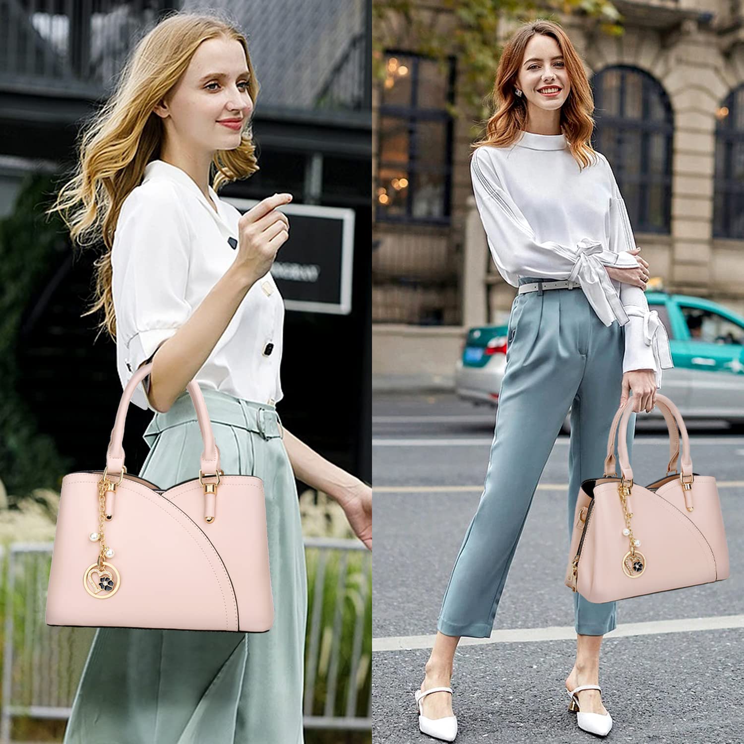 KKXIU Triple Compartments Purses and Handbags for Women Fashion Ladies Satchel Shoulder Top Handle Bag