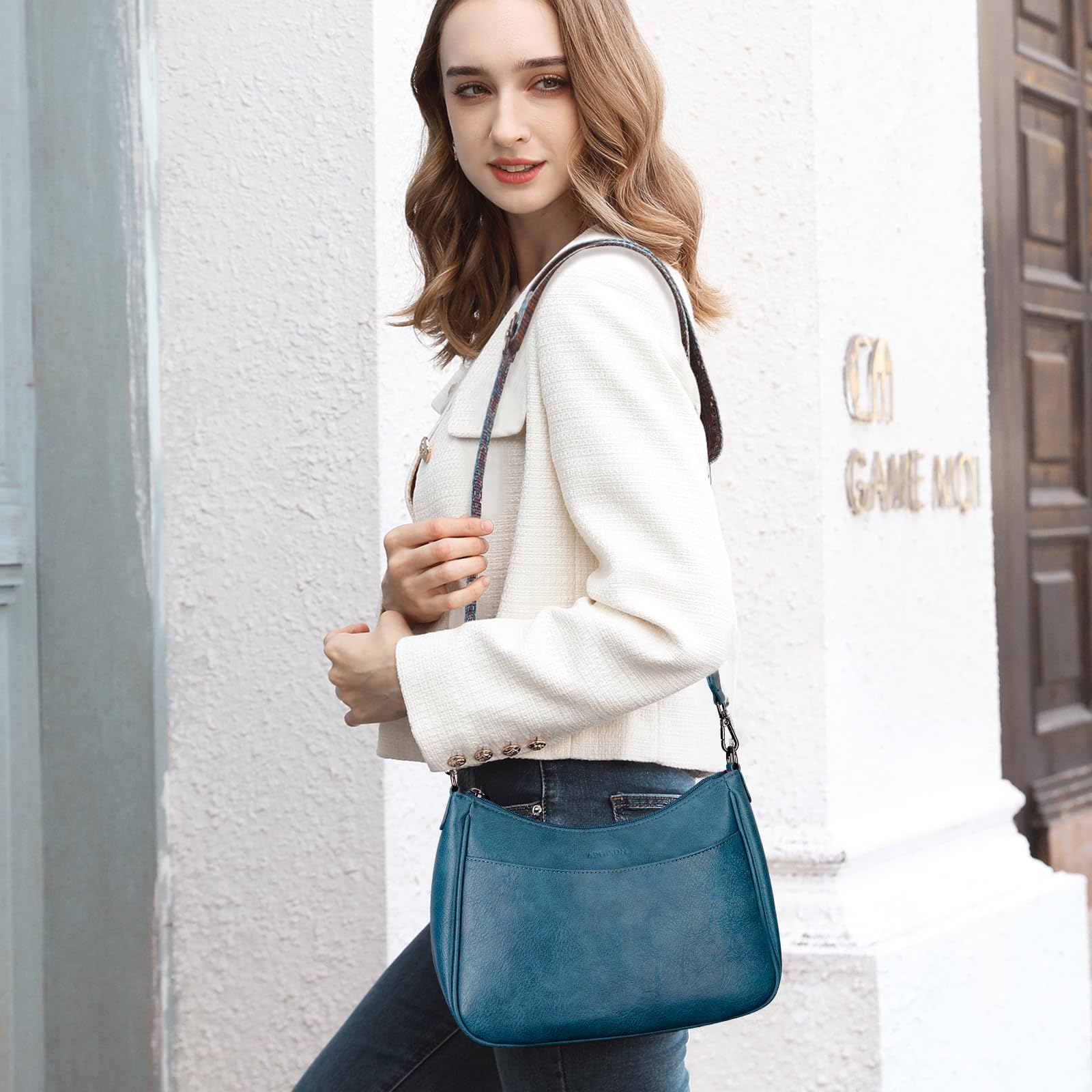 APHISON Trendy Leather Crossbody Purse with Adjustable Strap, Women's Shoulder Handbag