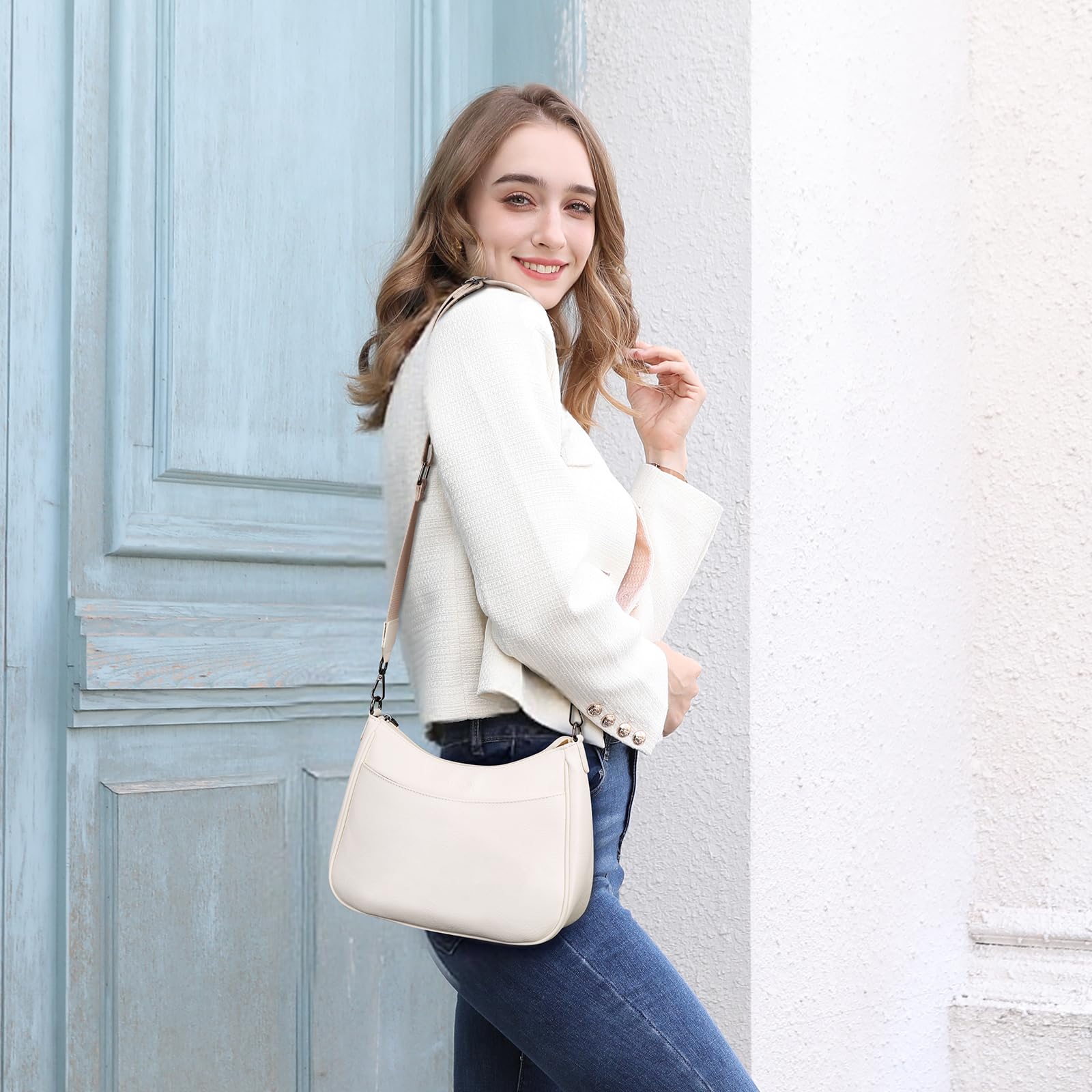 APHISON Trendy Leather Crossbody Purse with Adjustable Strap, Women's Shoulder Handbag