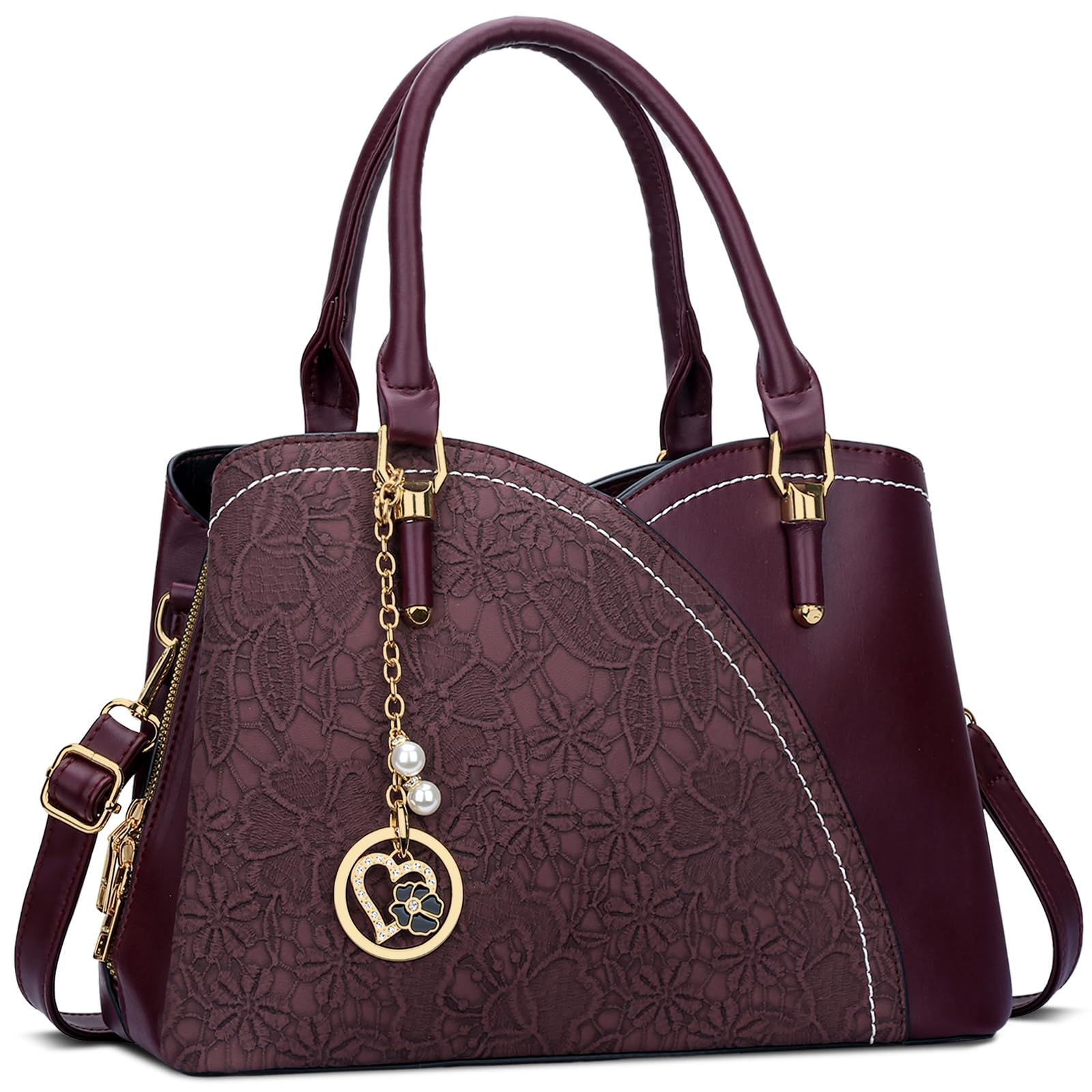 KKXIU Triple Compartments Purses and Handbags for Women Fashion Ladies Satchel Shoulder Top Handle Bag