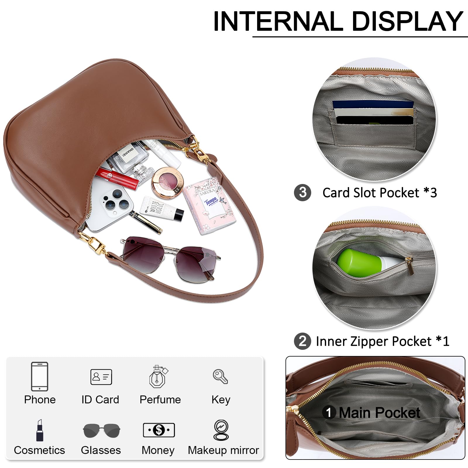 KKXIU Shoulder Bag for Women Cute Hobo Purses and Handbags Retro Clutch Underarm Purse | Cute, Retro, Cute, Retro