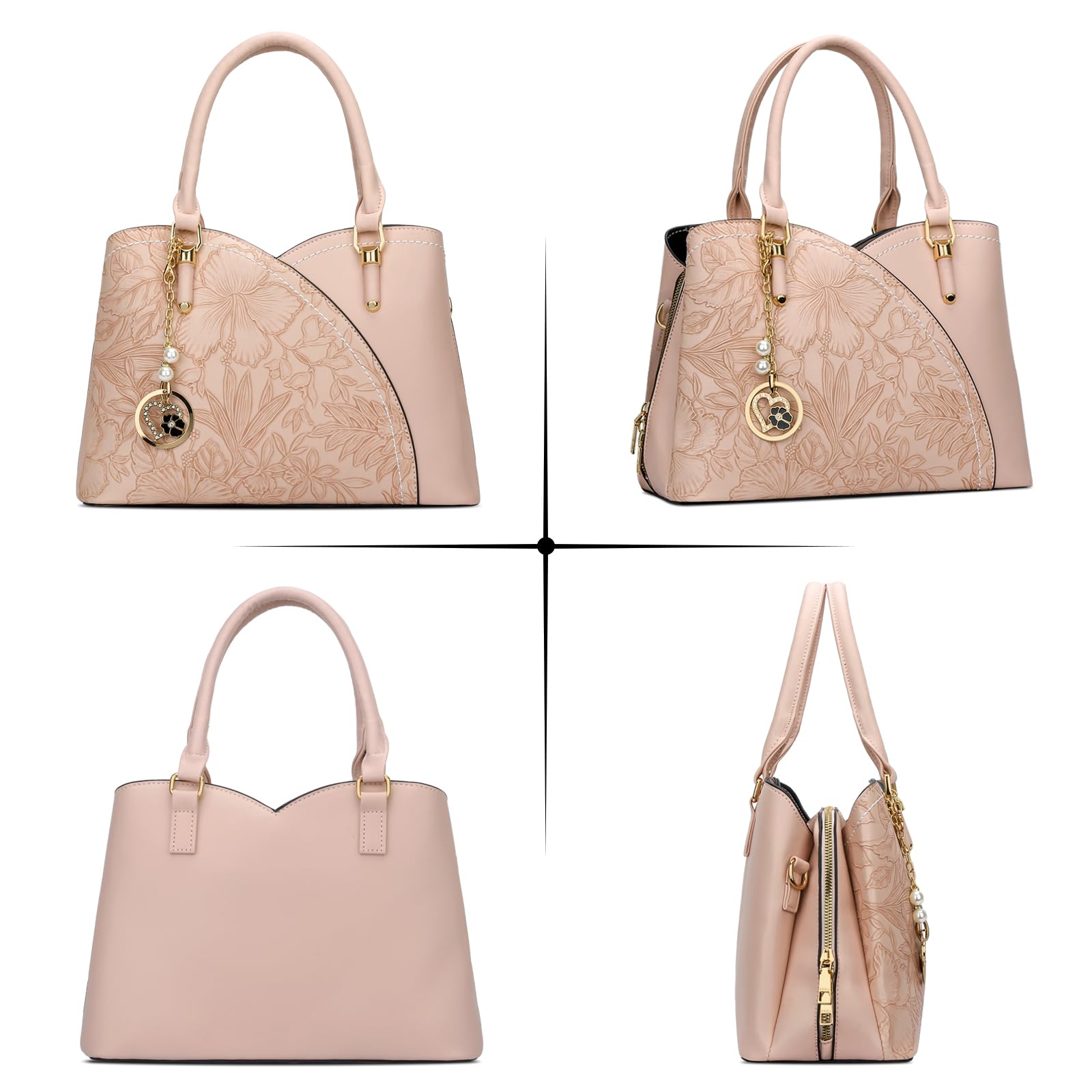KKXIU Triple Compartments Purses and Handbags for Women Fashion Ladies Satchel Shoulder Top Handle Bag