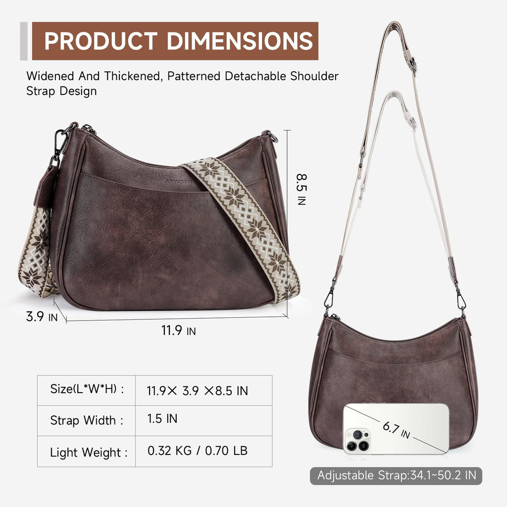 APHISON Trendy Leather Crossbody Purse with Adjustable Strap, Women's Shoulder Handbag