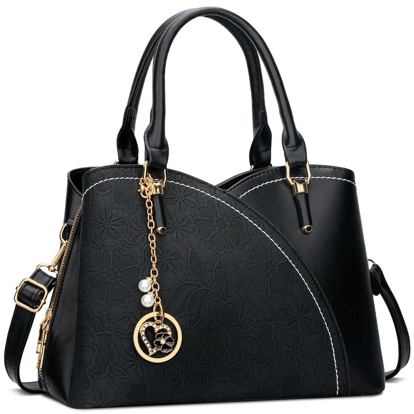 KKXIU Triple Compartments Purses and Handbags for Women Fashion Ladies Satchel Shoulder Top Handle Bag
