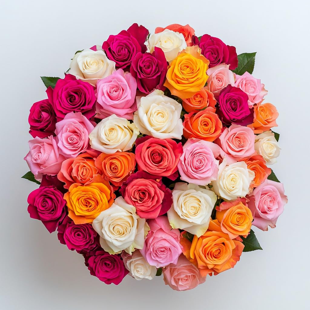 GlobalRose 100 Assorted Roses Bouquet - Responsibly Sourced Roses Fresh Flowers - Hand-Picked Flowers Fresh Bouquet for Mother's Day, Birthday & Special Occasions (4 Bunches of 25 Stems)