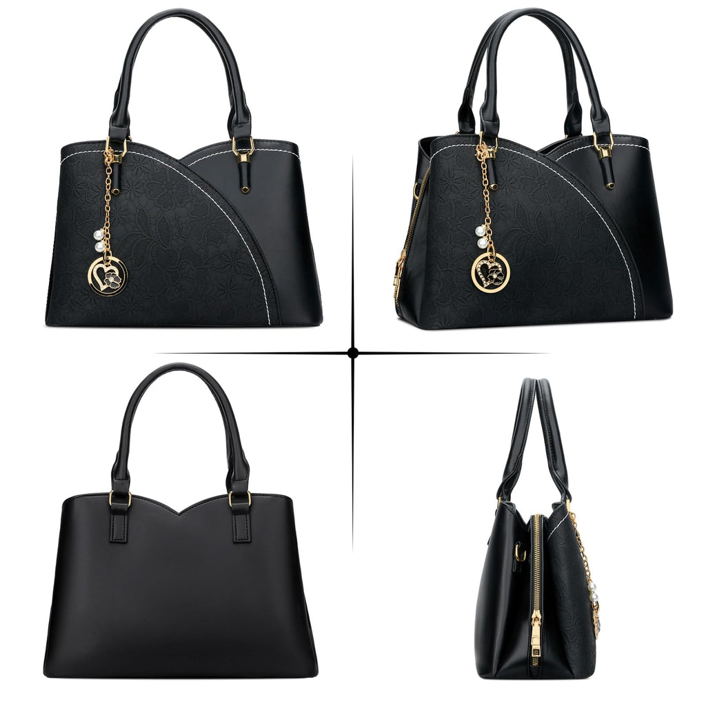 KKXIU Triple Compartments Purses and Handbags for Women Fashion Ladies Satchel Shoulder Top Handle Bag