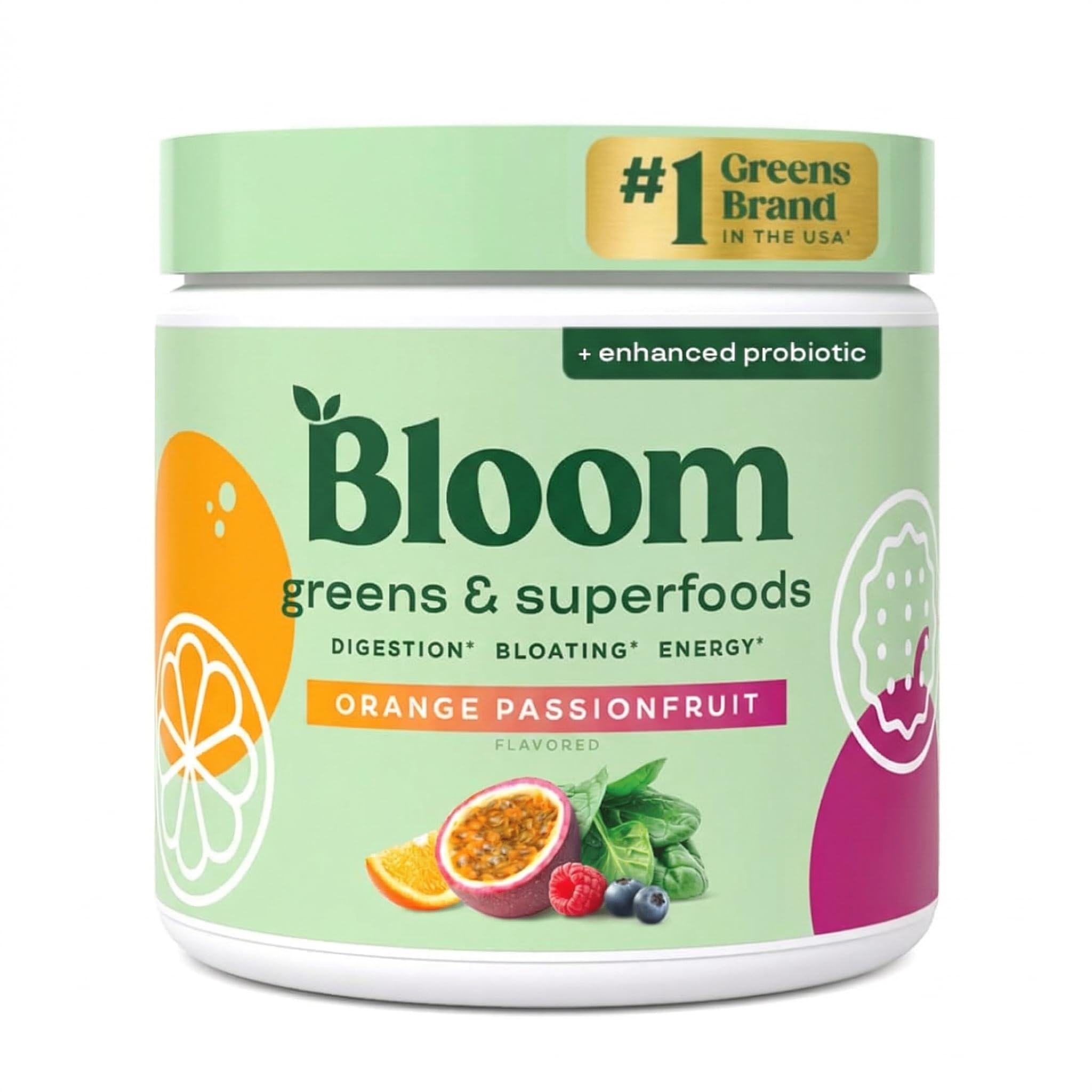 Bloom Nutrition Greens and Superfoods Powder for Digestive Health, Greens Powder, Digestive Enzymes, Probiotics, Spirulina, Chlorella for Bloating & Gut Support, Green Juice, 30 SVG, Strawberry Kiwi