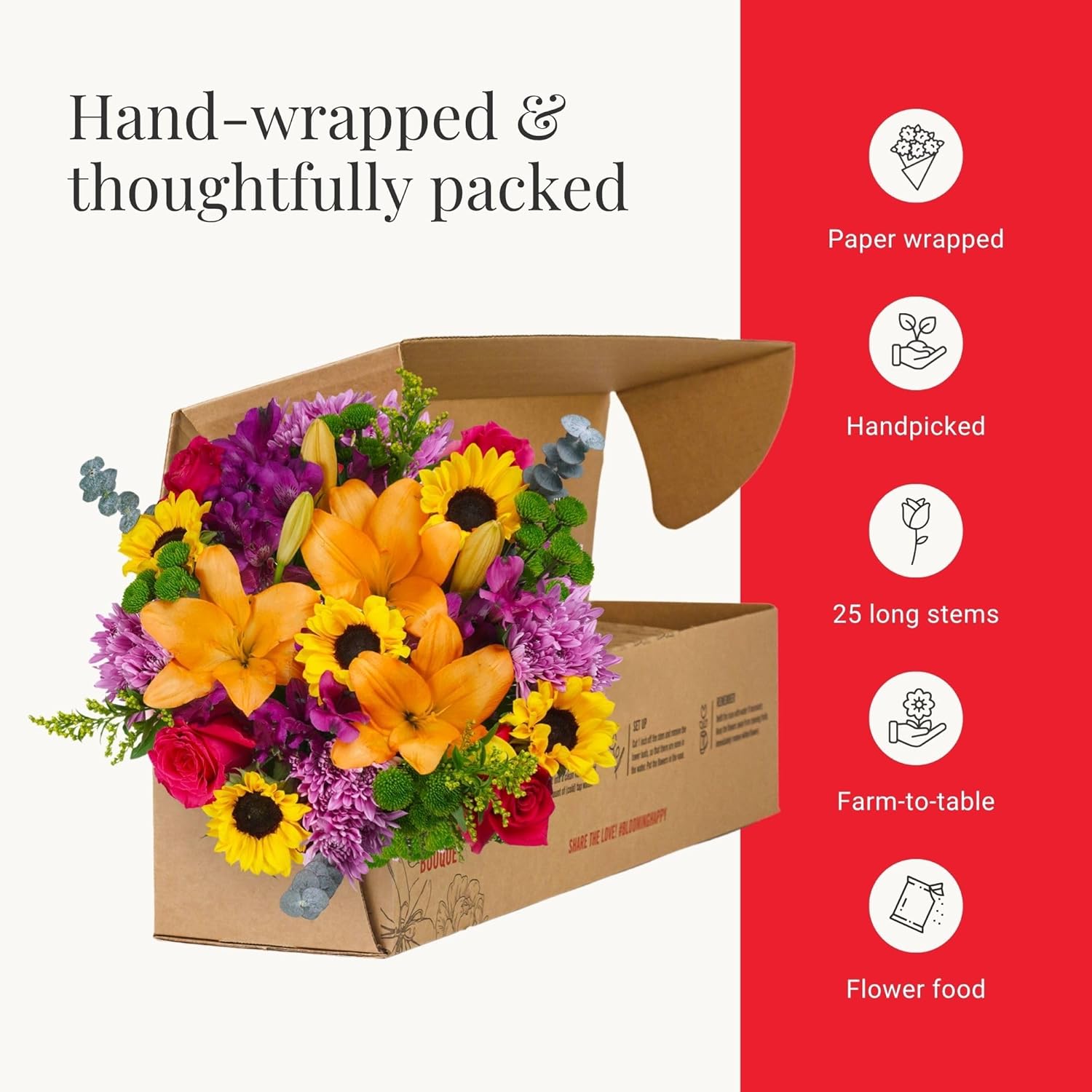 BloomsyBox – Bright Moments (Glass Vase Included) – Fresh Flowers for Delivery – Special for Birthday, Anniversary, Get Well, Congratulations, Wedding
