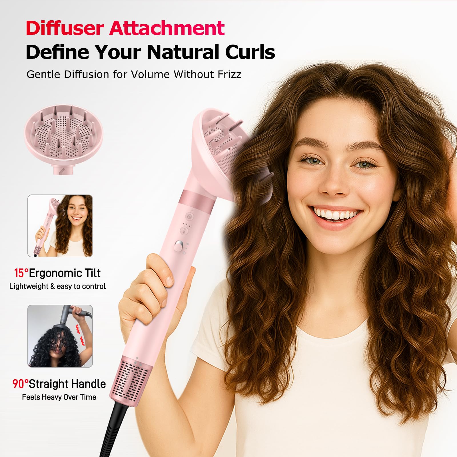 5 in 1 Hot Air Styler Wrap - High-Speed Hair Dryer, Volumizing Brush with Auto Curlers, Fast Drying & Frizz-Free Styling Straightening, No Heat Damage, Includes Travel Bag, Gift for Women