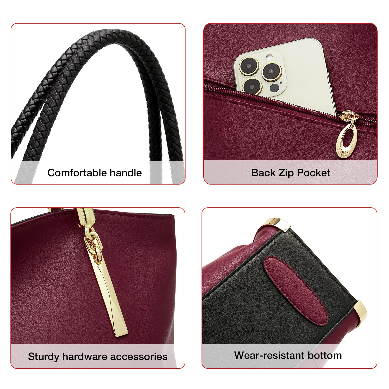 FOXLOVER Large Capacity Tote Handbags for Women, Women's Top-handle Bags Fashion Shoulder Bags Purses Minimalist design