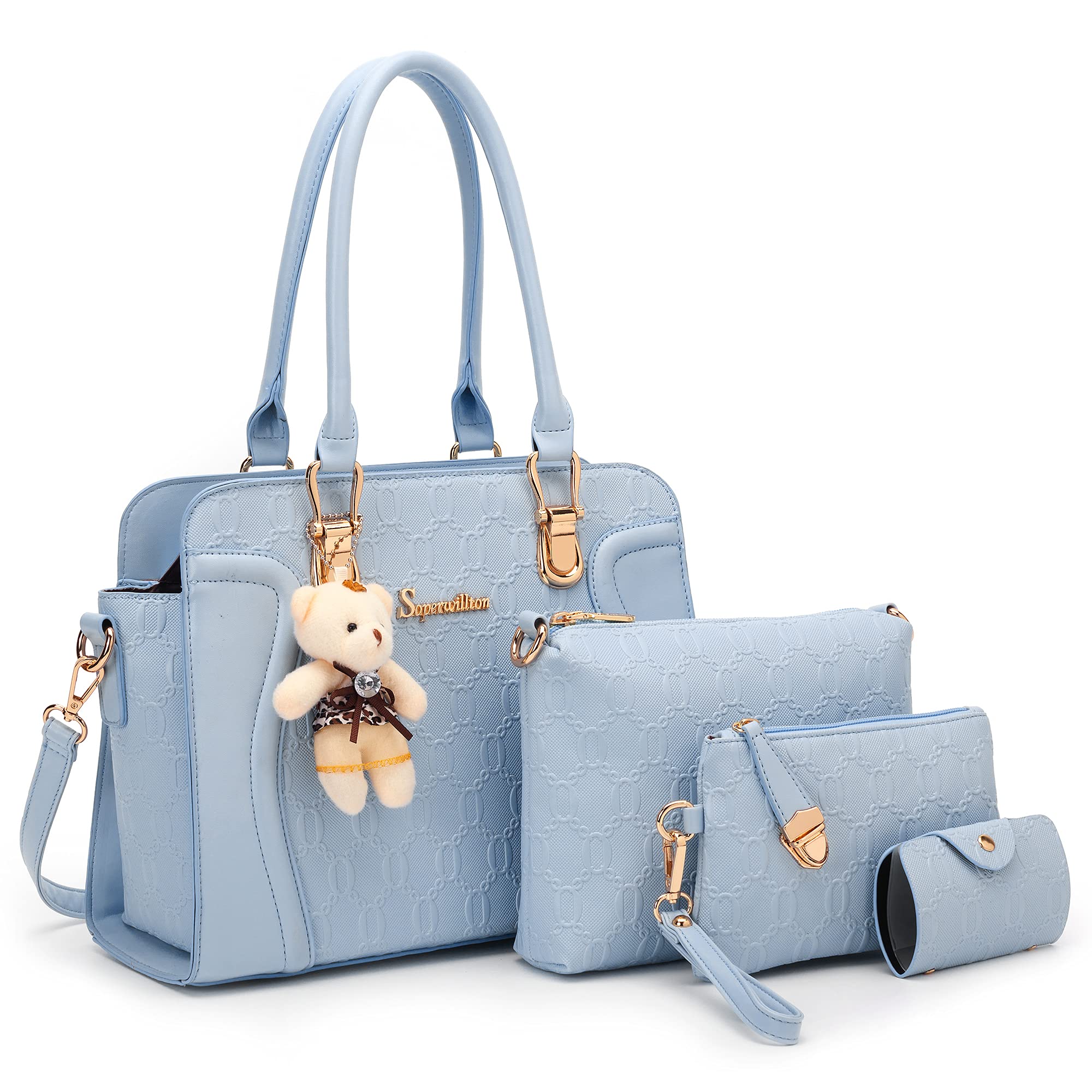 Women's Fashion Handbags Tote Bags Shoulder Bag Top Handle Satchel Purse Set 4pcs